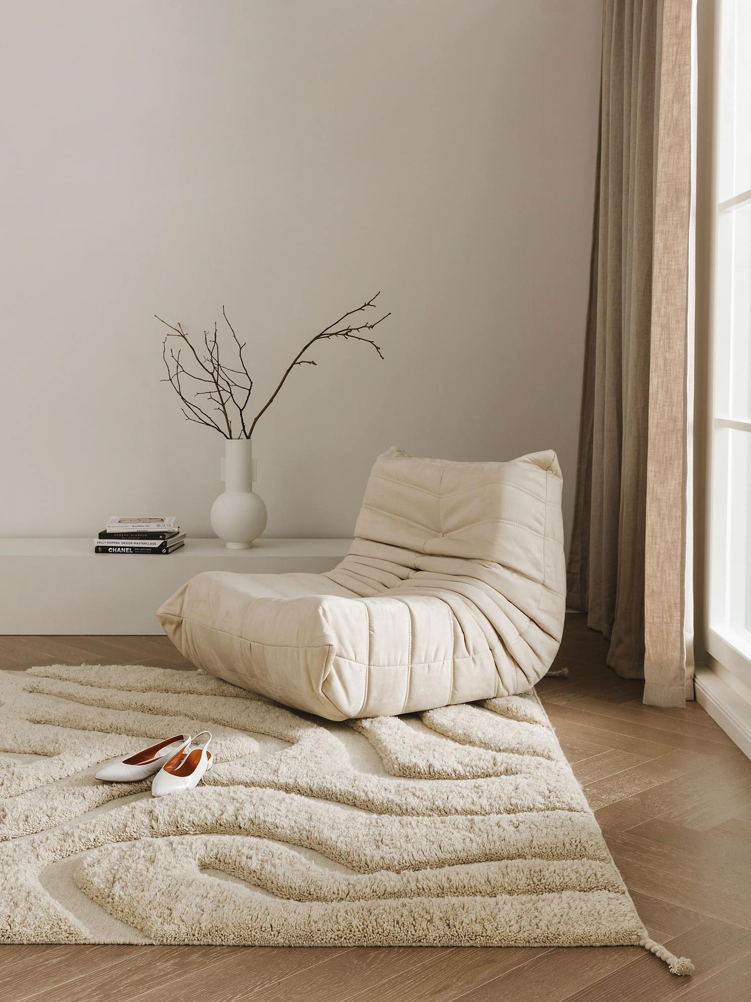 Tapis en 100% Laine (de Nouvelle-Zélande) en Beige avec une pile de 21 - 30 mm de hauteur de benuta Finest