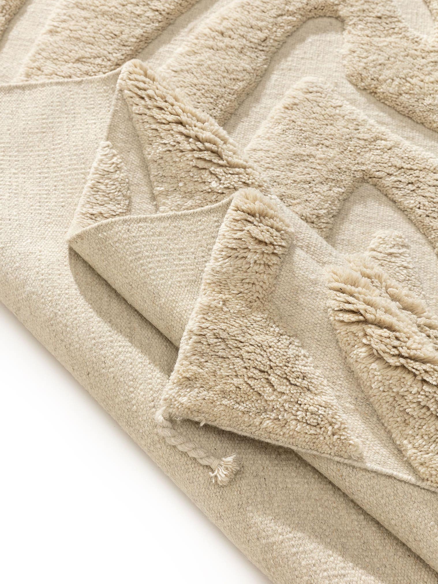 Tapis en 100% Laine (de Nouvelle-Zélande) en Beige avec une pile de 21 - 30 mm de hauteur de benuta Finest