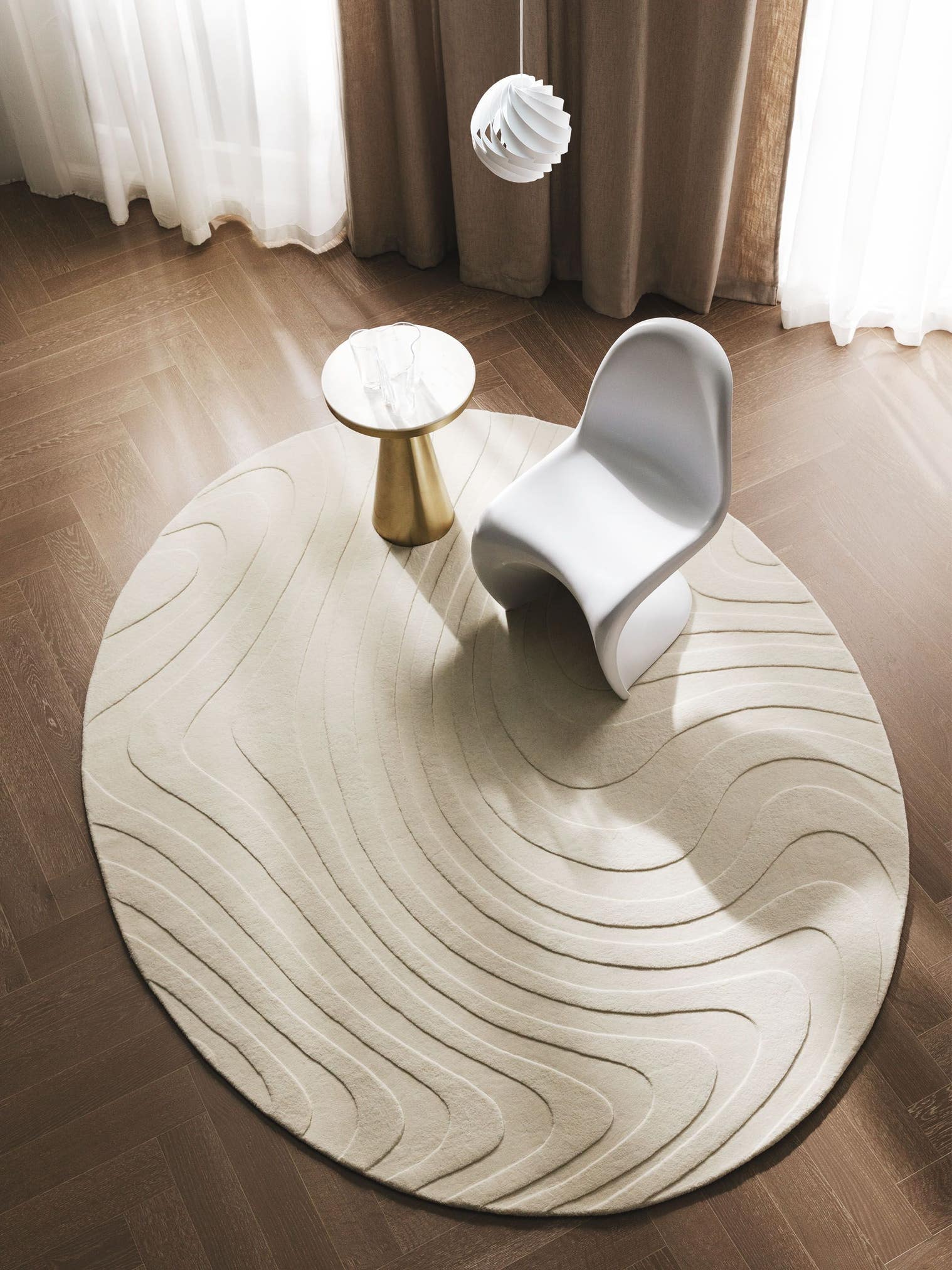 Tapis en 100% Laine (de Nouvelle-Zélande) en Beige avec une pile de 6 - 10 mm de hauteur de benuta Finest