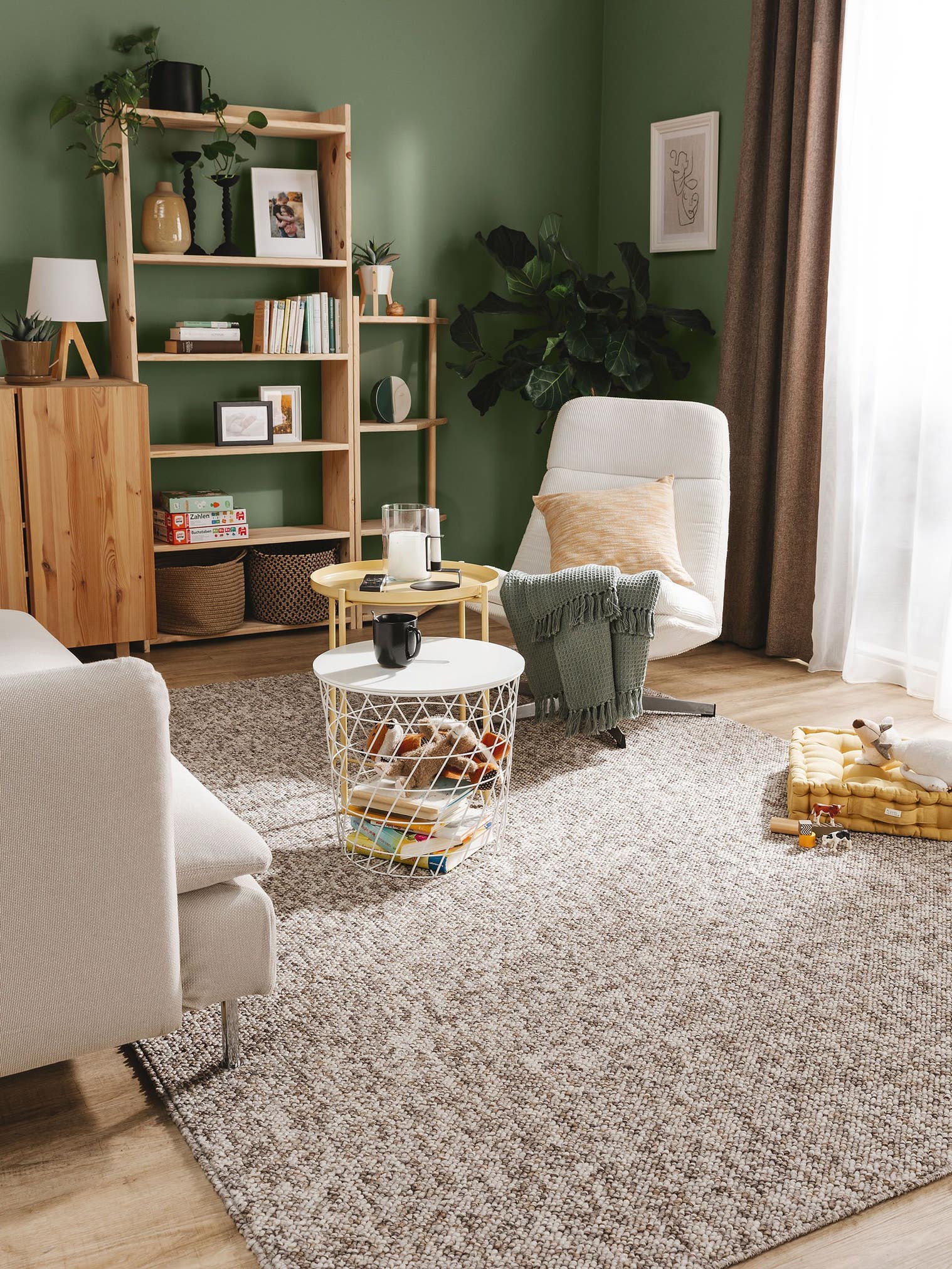 Tapis en 100% Polypropylène en Taupe avec une pile de 6 - 10 mm de hauteur de benuta Nest