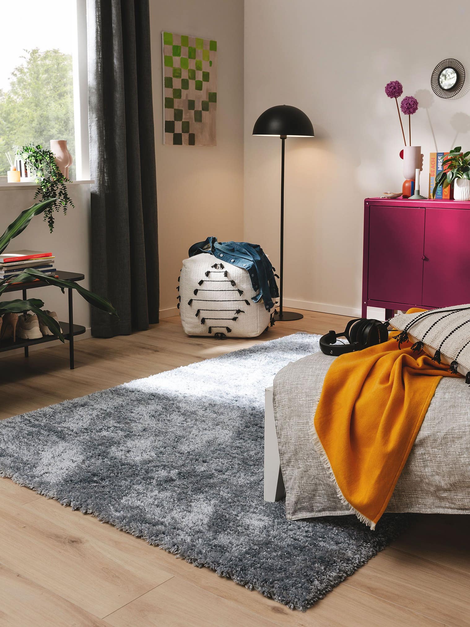 Tapis en 100% Polypropylène en Bleu avec une pile de 41 - 50 mm de hauteur de benuta Pop