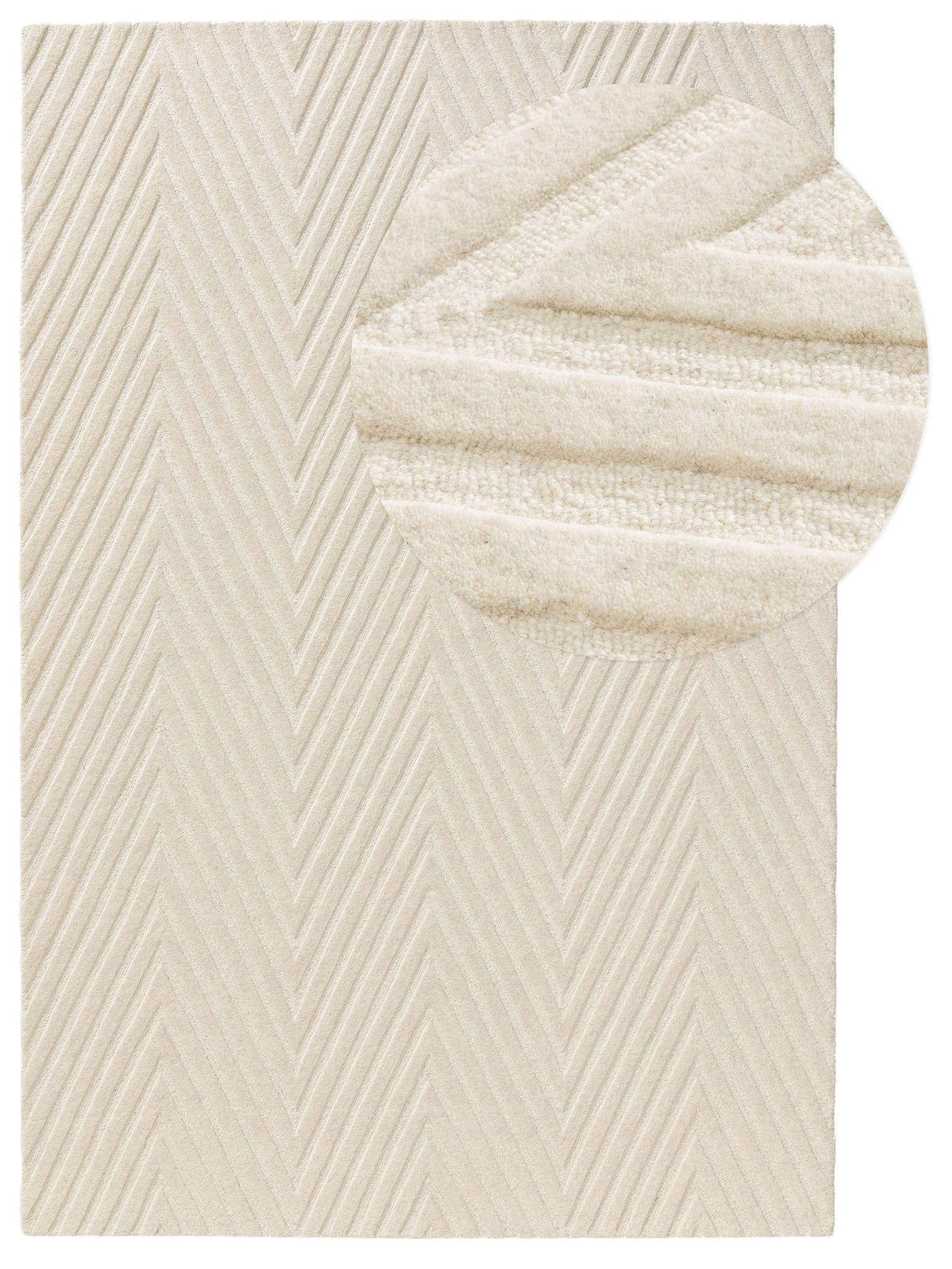 Teppich aus 100% Wolle in Weiß mit 11 bis 20 mm hohem Flor von benuta Pure