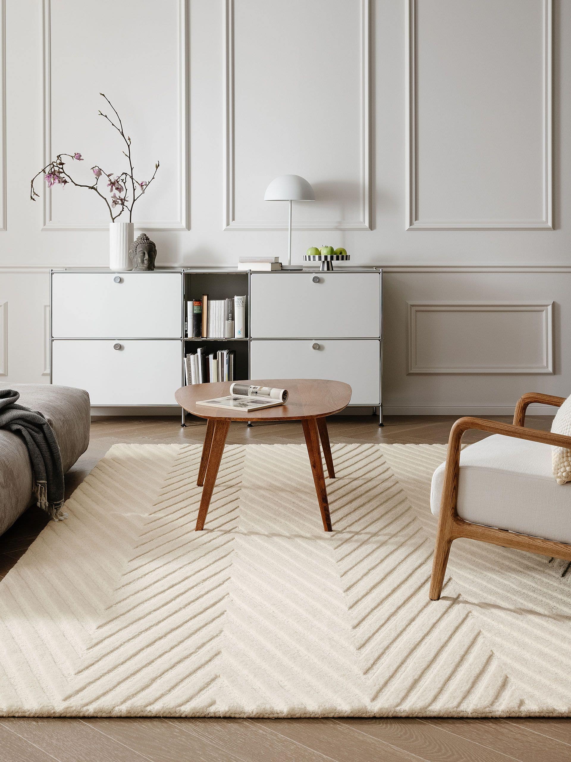 Rug made of 100% Wool in White with a 11 - 20 mm high pile by benuta Pure