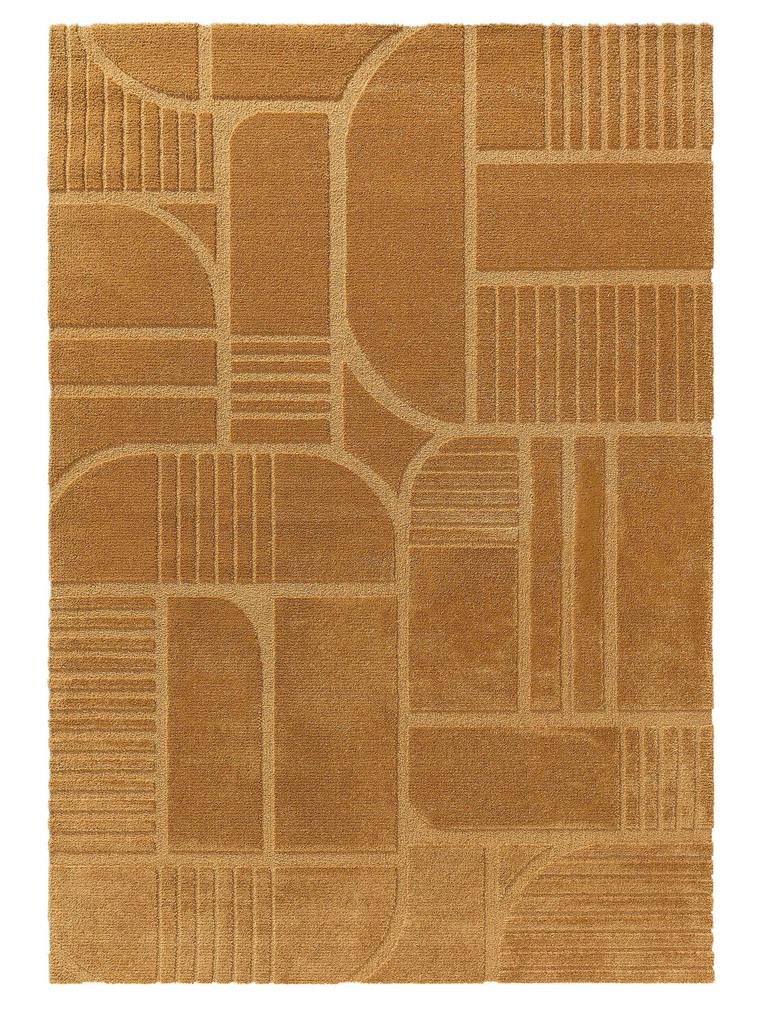 Tapis en 60% Polypropylène, 40% Polyester en Jaune avec une pile de 11 - 20 mm de hauteur de benuta Nest