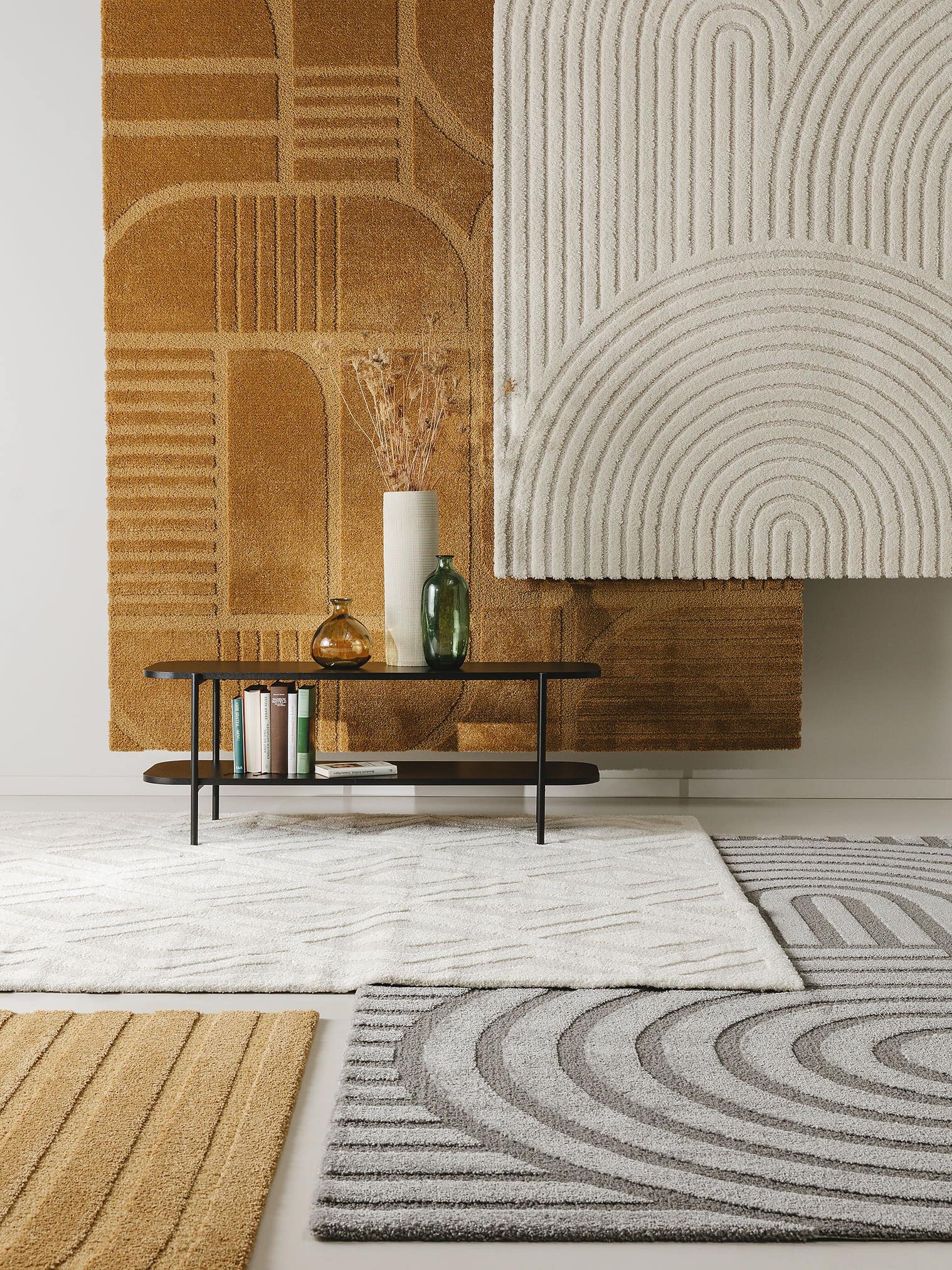 Tapis en 60% Polypropylène, 40% Polyester en Jaune avec une pile de 11 - 20 mm de hauteur de benuta Nest
