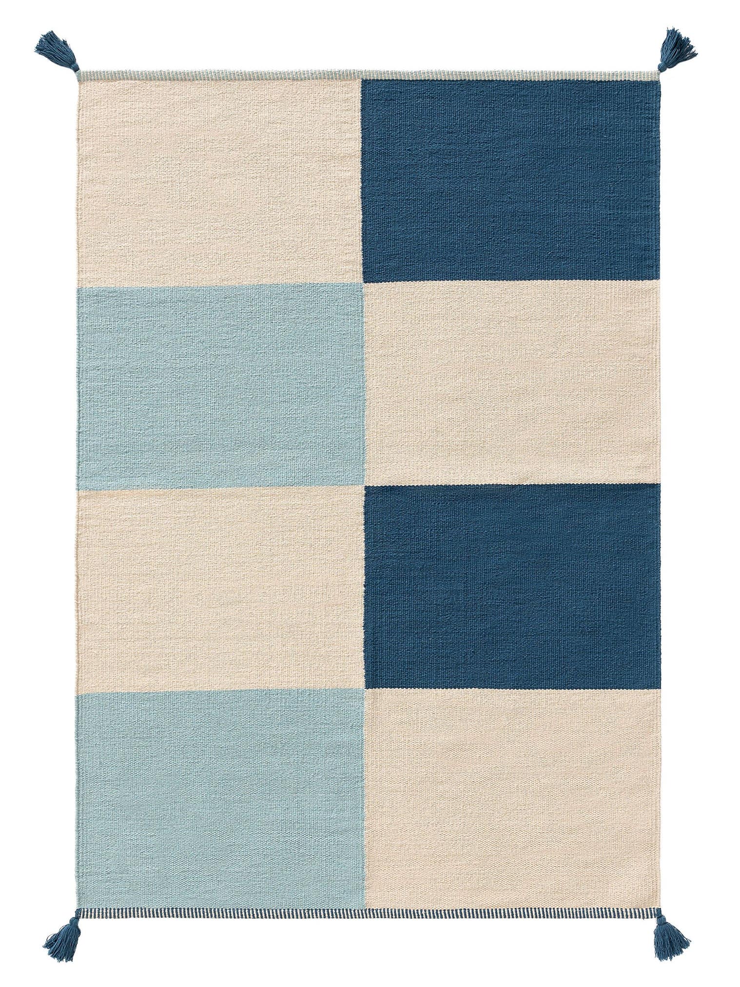 Teppich aus 100% Baumwolle in Blau mit bis 5 mm hohem Flor von Lytte