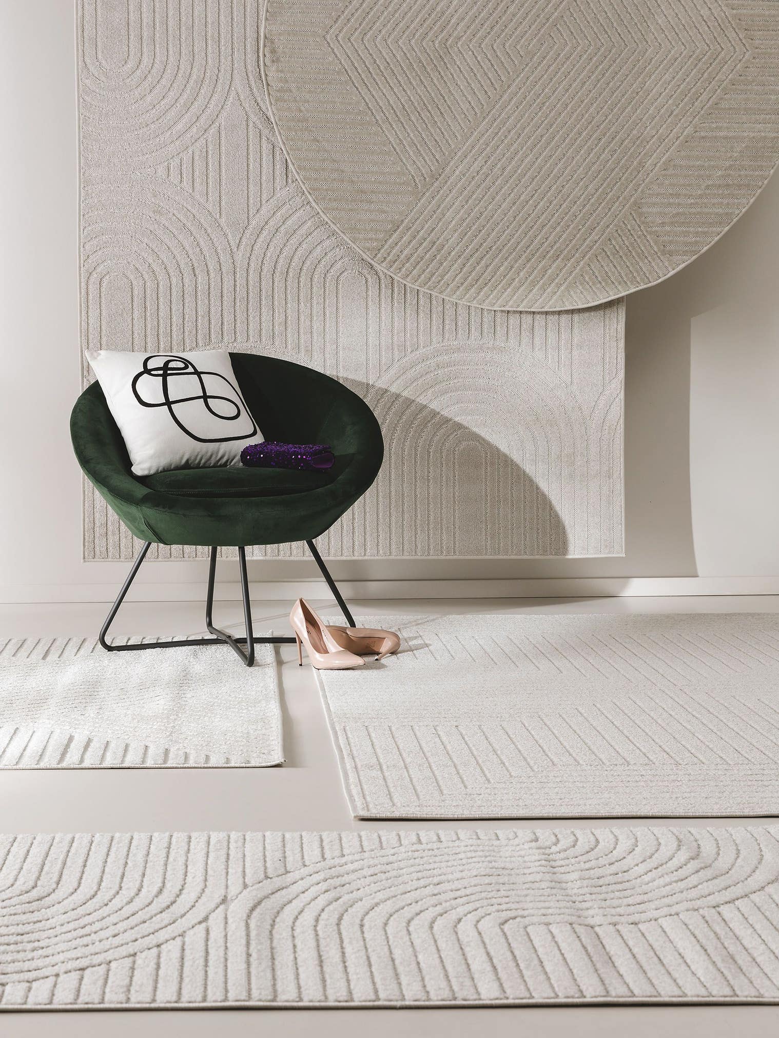 Rug made of 100% Polypropylene in Beige with a 6 - 10 mm high pile by benuta Pop