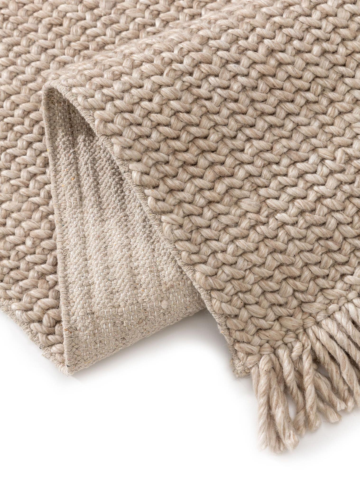 Teppich aus 60% Wolle, 40% Polyester in Beige mit 11 bis 20 mm hohem Flor von benuta Pure