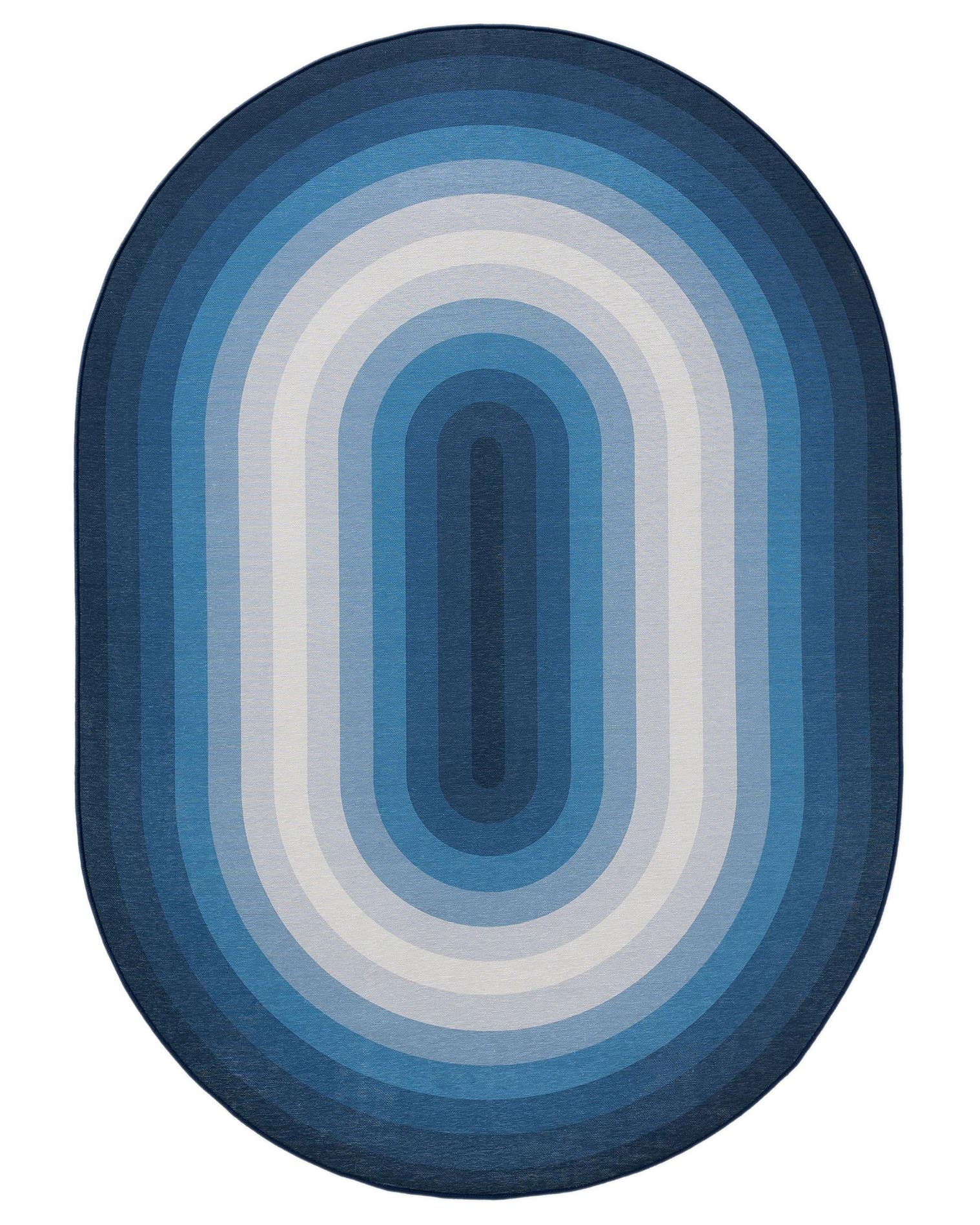 Tapis en 100% Polyester en Bleu avec une pile de 1- 5 mm de hauteur de benuta Pop