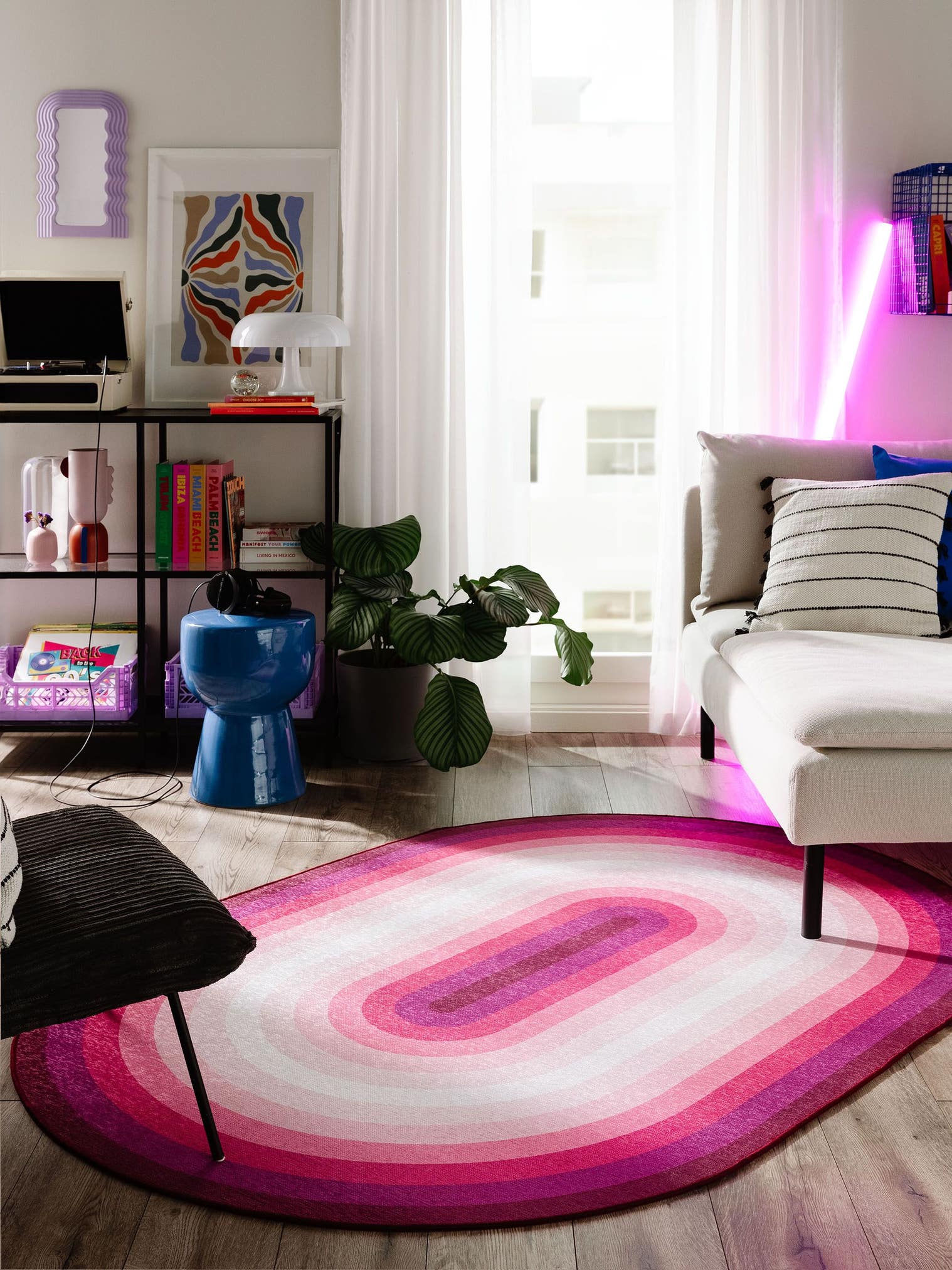 Tappeto di 100% Poliestere in Rosa con pelo alto 1- 5 mm da benuta Pop