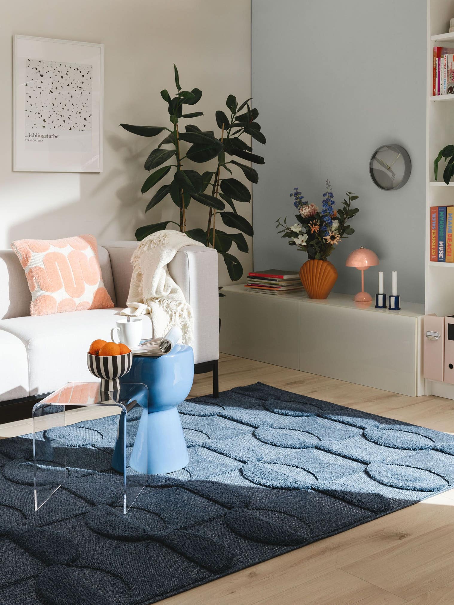 Rug made of 100% Polypropylene in Blue with a 6 - 10 mm high pile by benuta Pop