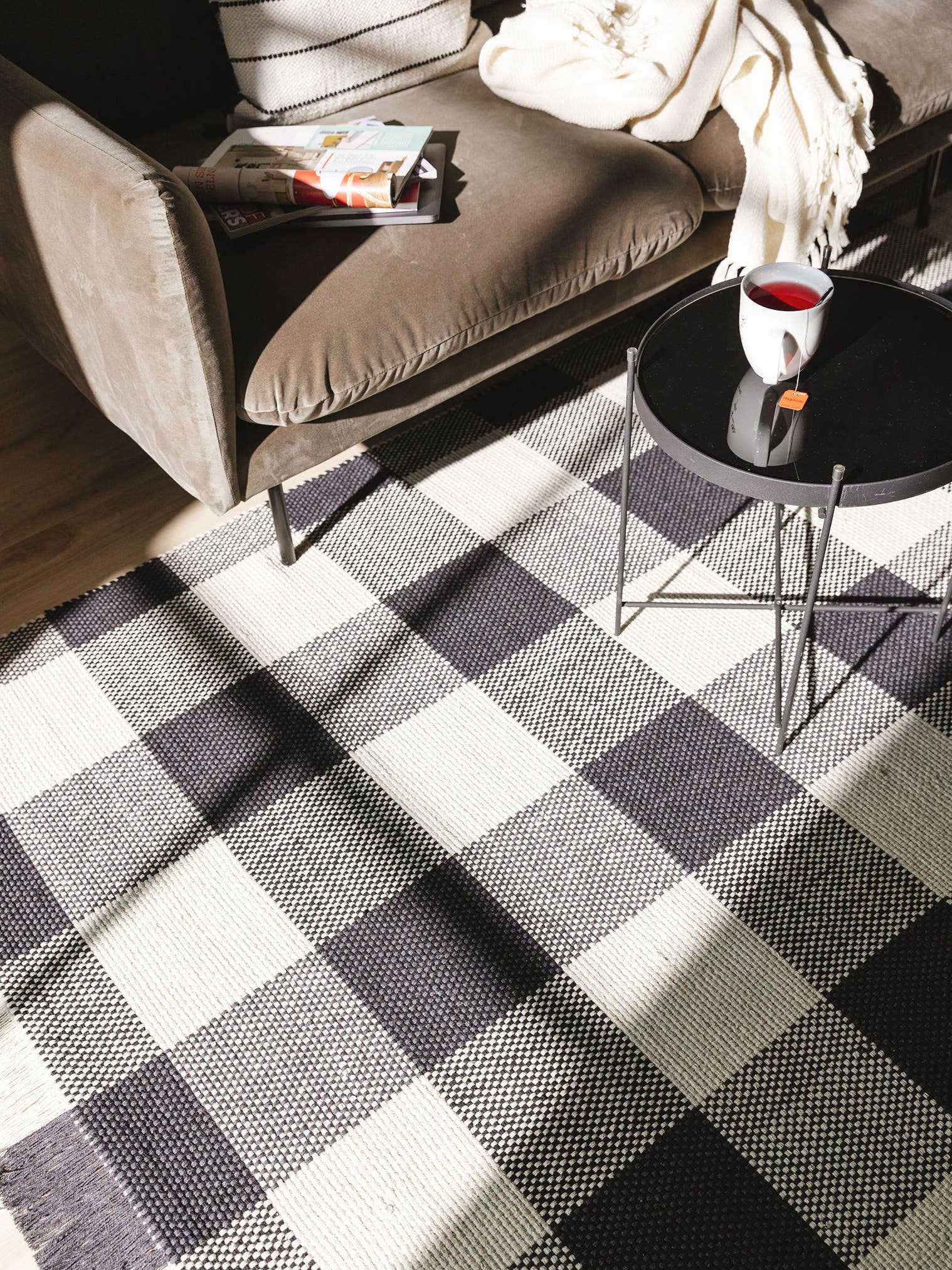 Teppich aus 100% Baumwolle in Schwarz/Weiß mit bis 5 mm hohem Flor von benuta Pop