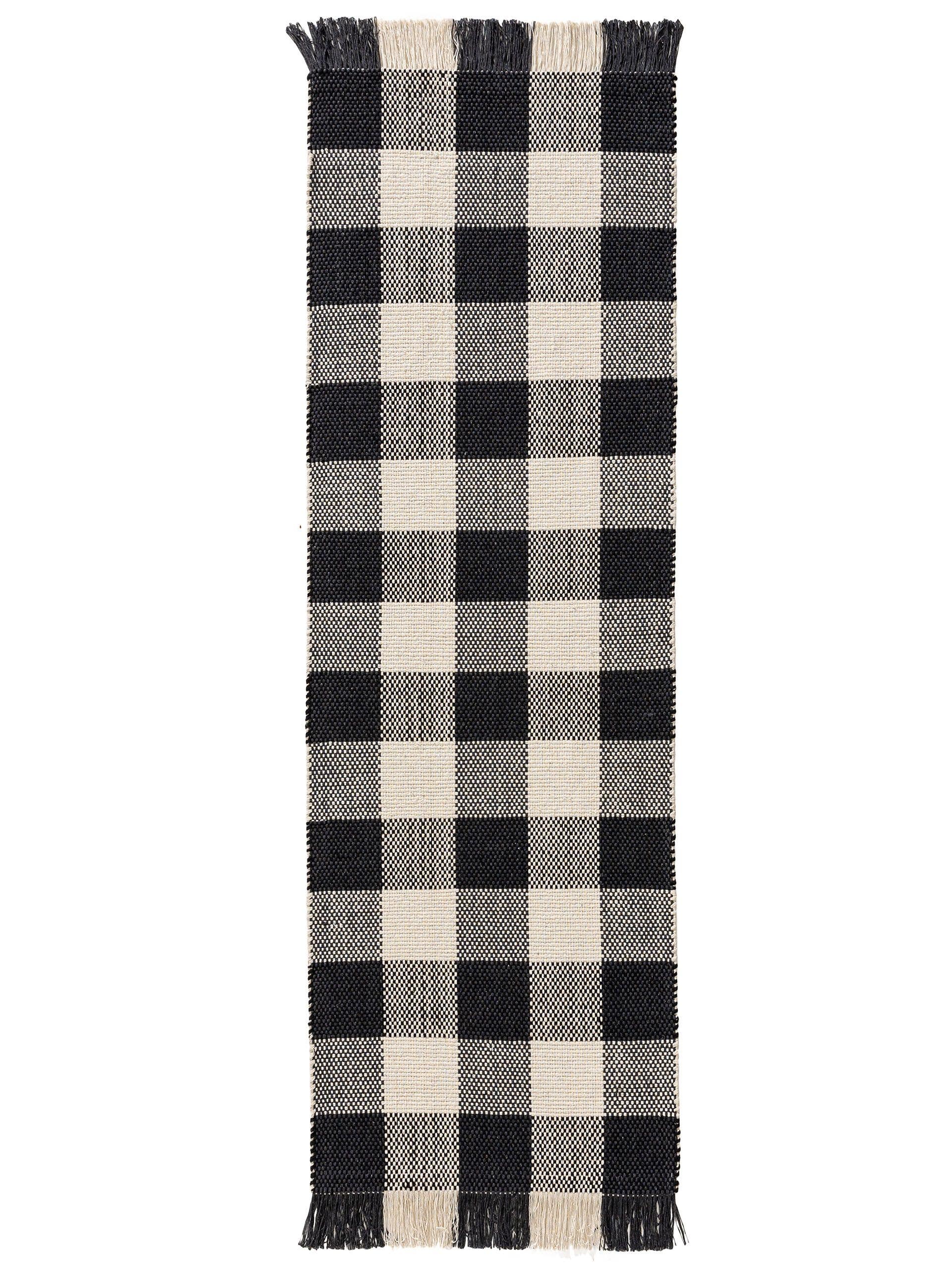 Tapete de 100% algodão em Preto/branco com pelo de até 5 mm de altura da benuta Pop