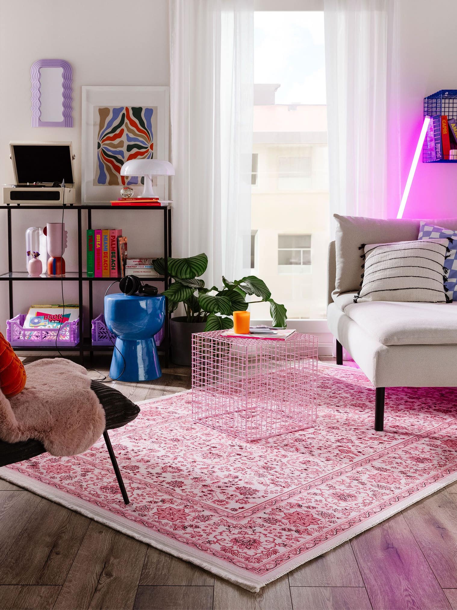 Tappeto di 70% Poliestere, 30% Cotone in Rosa con pelo alto 1- 5 mm da benuta Pop