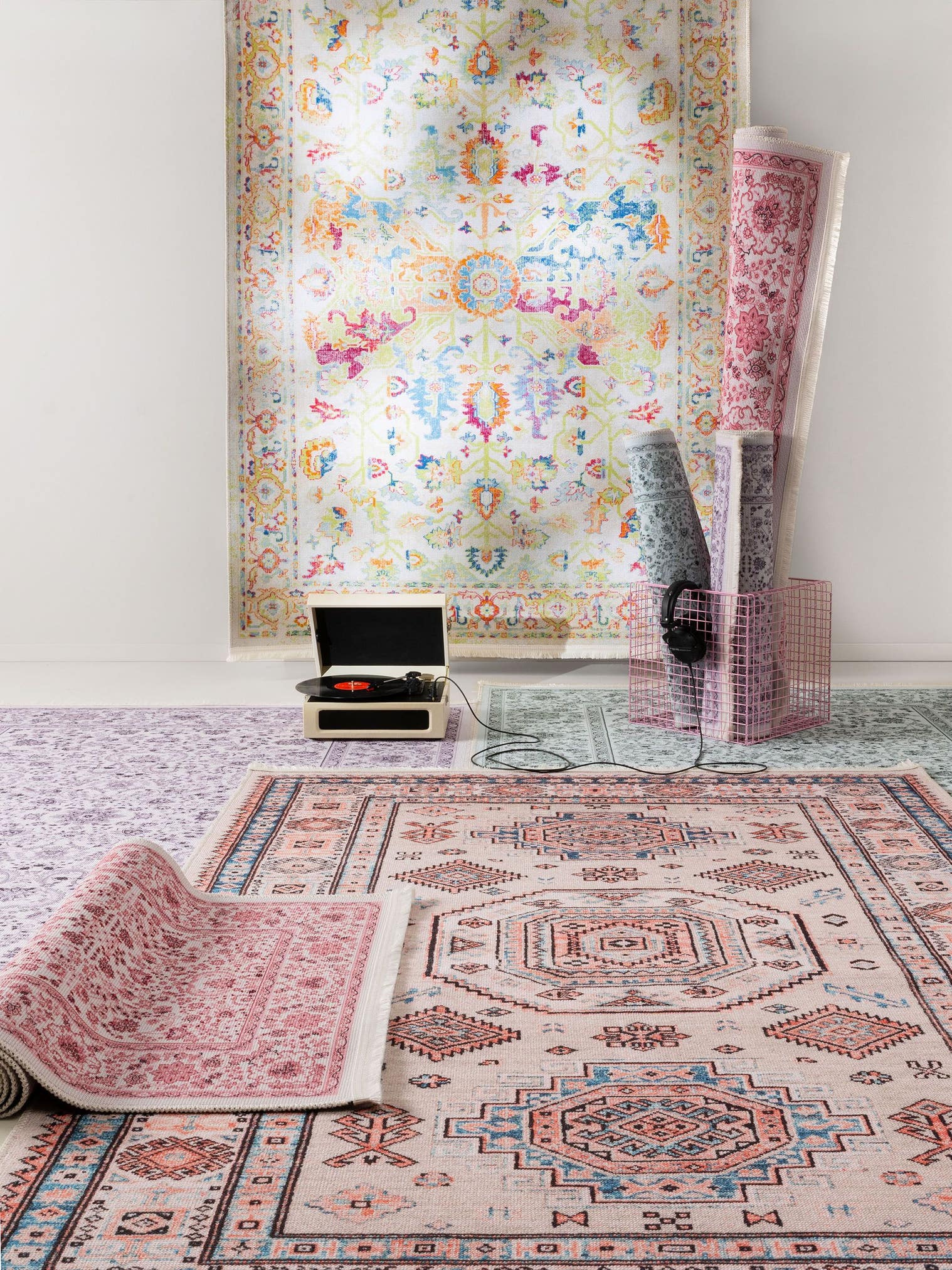 Tappeto di 70% Poliestere, 30% Cotone in Rosa con pelo alto 1- 5 mm da benuta Pop
