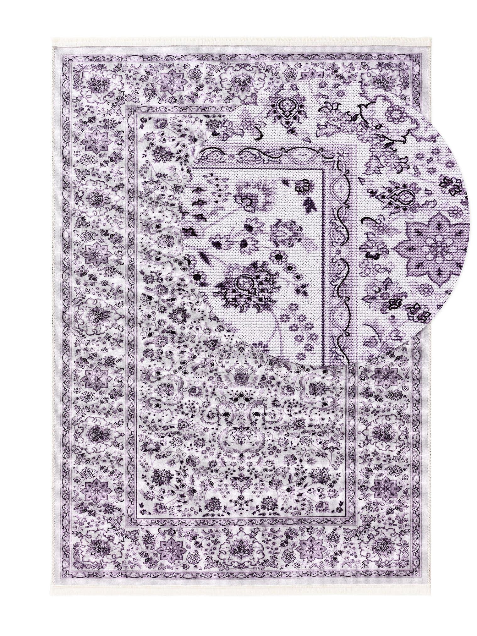 Tapijt van 70% Polyester, 30% Katoen in Purper met een 1- 5 mm hoge pool van benuta Pop