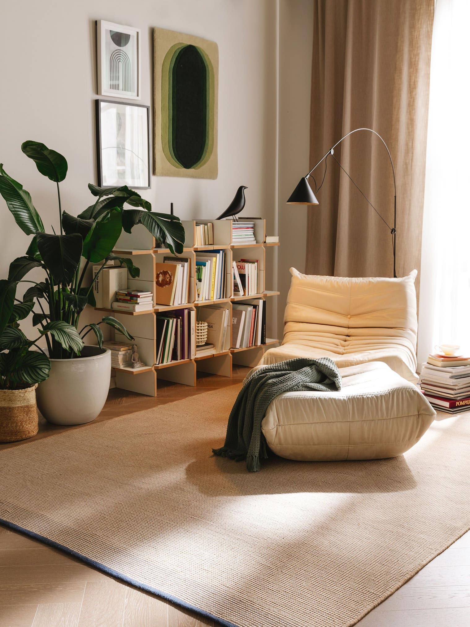 Rug made of 100% Polyester (recycled PET) in Beige with a 1- 5 mm high pile by benuta Pure
