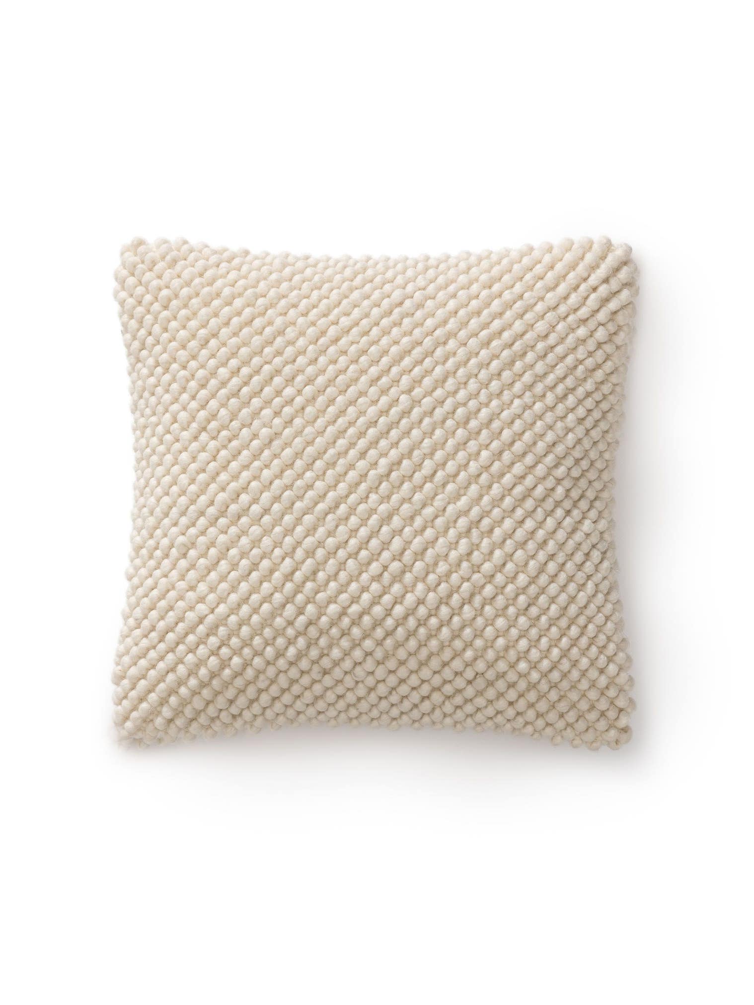 Kissenbezug Beads Cream im Design Uni aus 70% Wolle (aus Neuseeland), 30% Polyester von benuta Pure