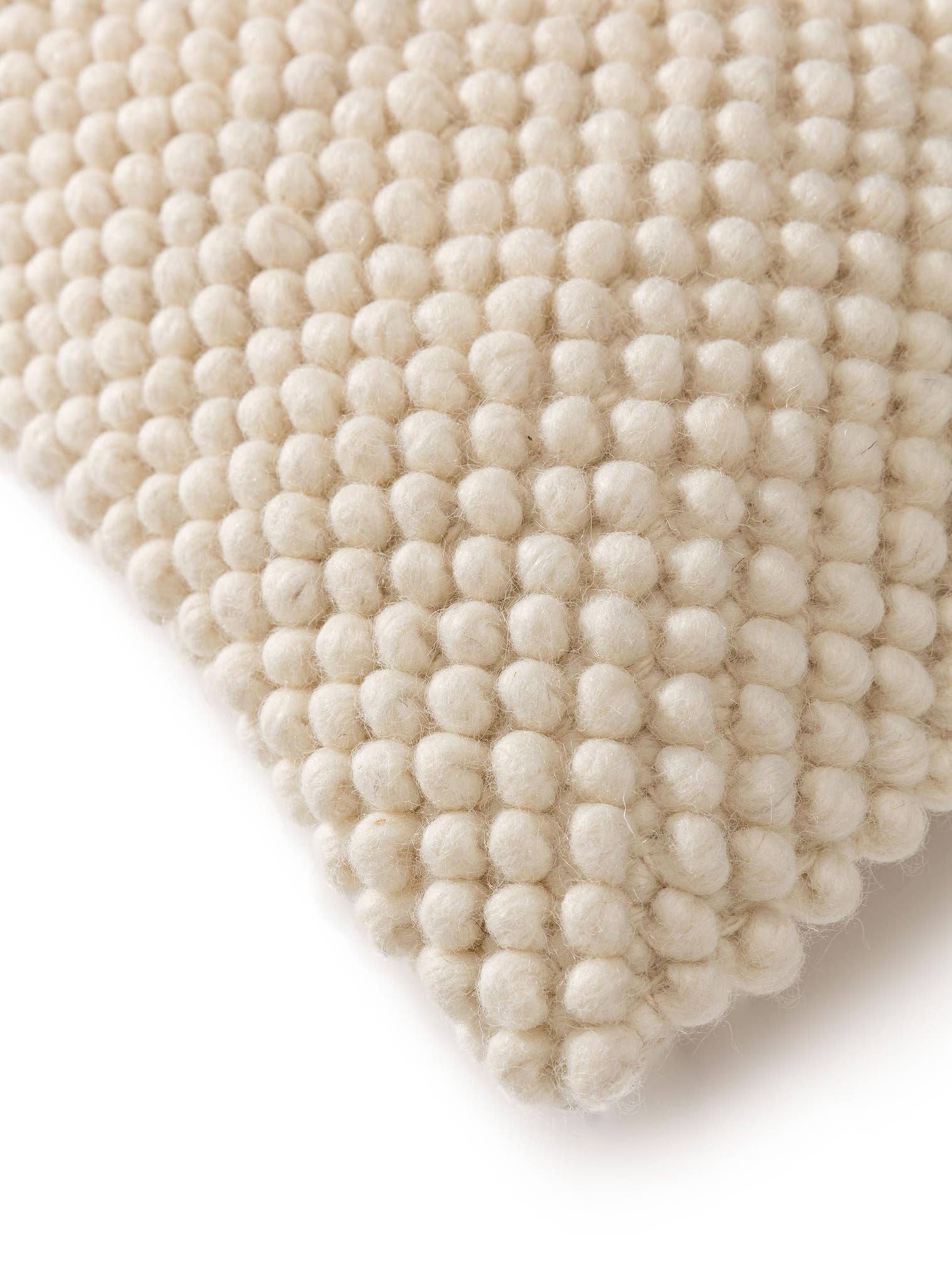 Kissenbezug Beads Cream im Design Uni aus 70% Wolle (aus Neuseeland), 30% Polyester von benuta Pure