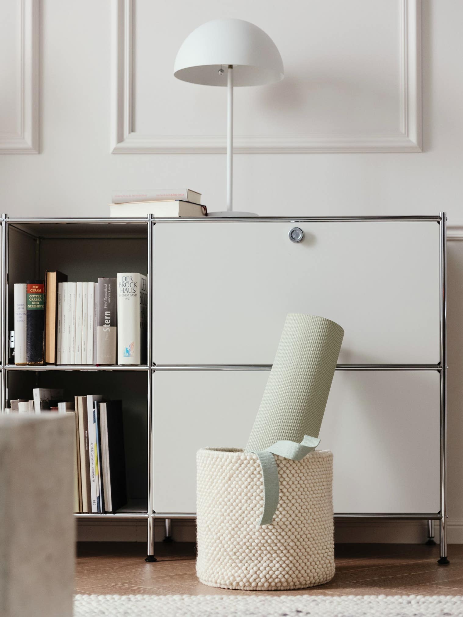 Korb Beads Cream im Design Uni aus 70% Wolle (aus Neuseeland), 30% Polyester von benuta Pure