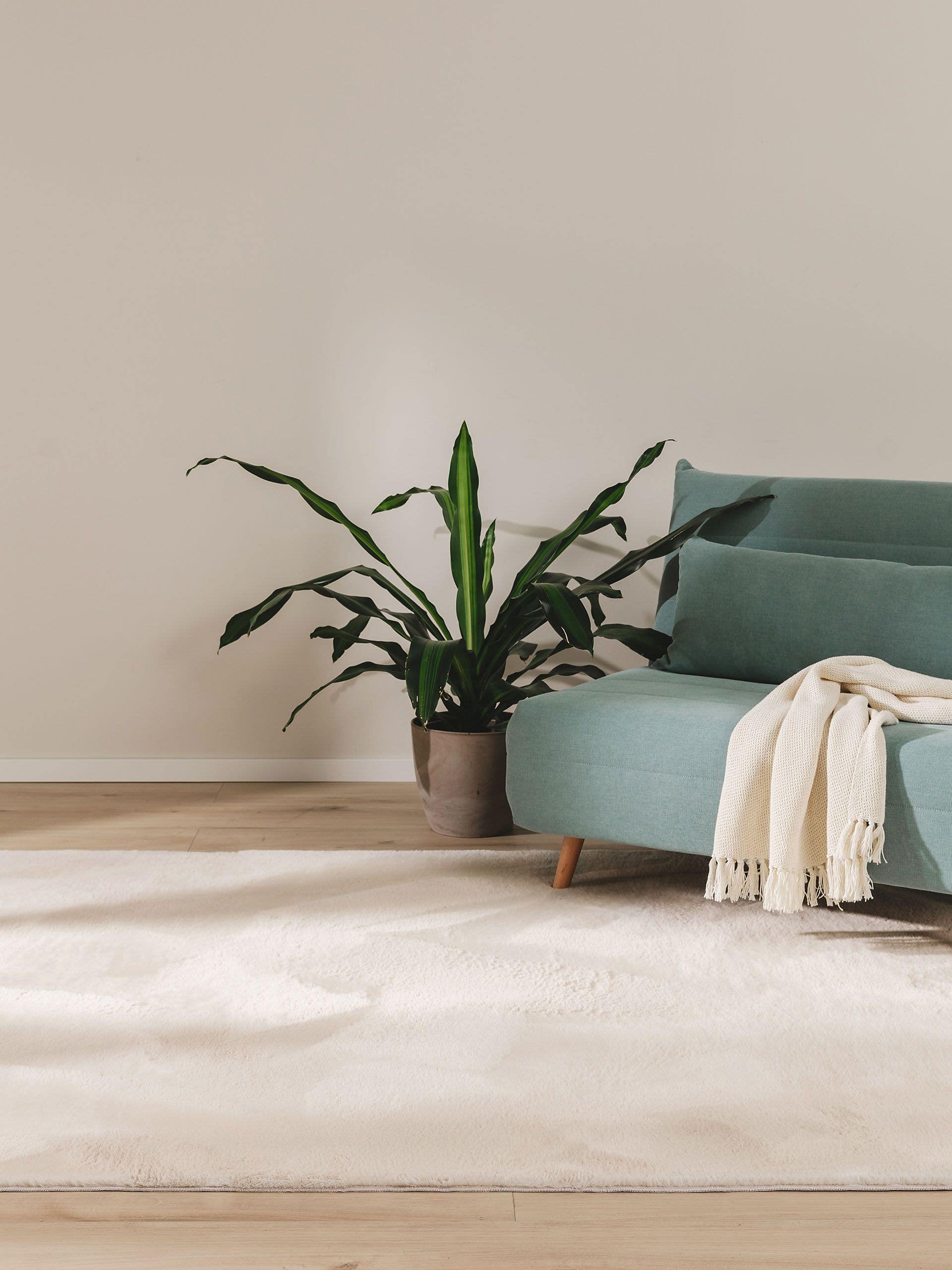 Matta av 100% Polyester i Beige med 11 - 20 mm hög lugg från benuta Basic