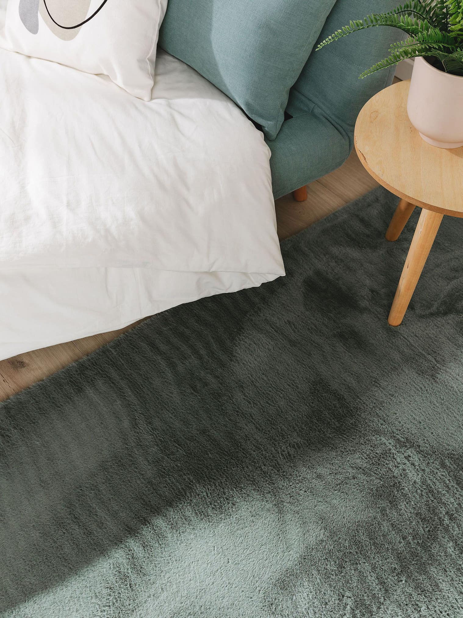 Tappeto di 100% Poliestere in Verde con pelo alto 11 - 20 mm da benuta Basic