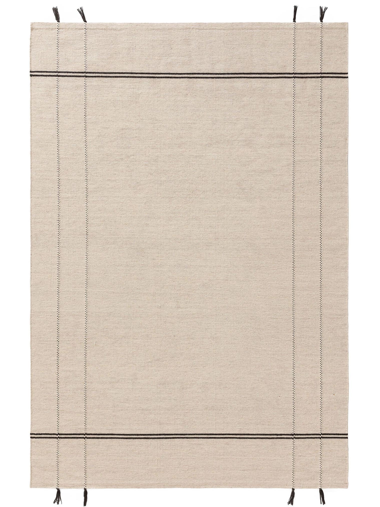 Teppich aus 70% Wolle, 30% Baumwolle in Beige mit bis 5 mm hohem Flor von benuta Pure