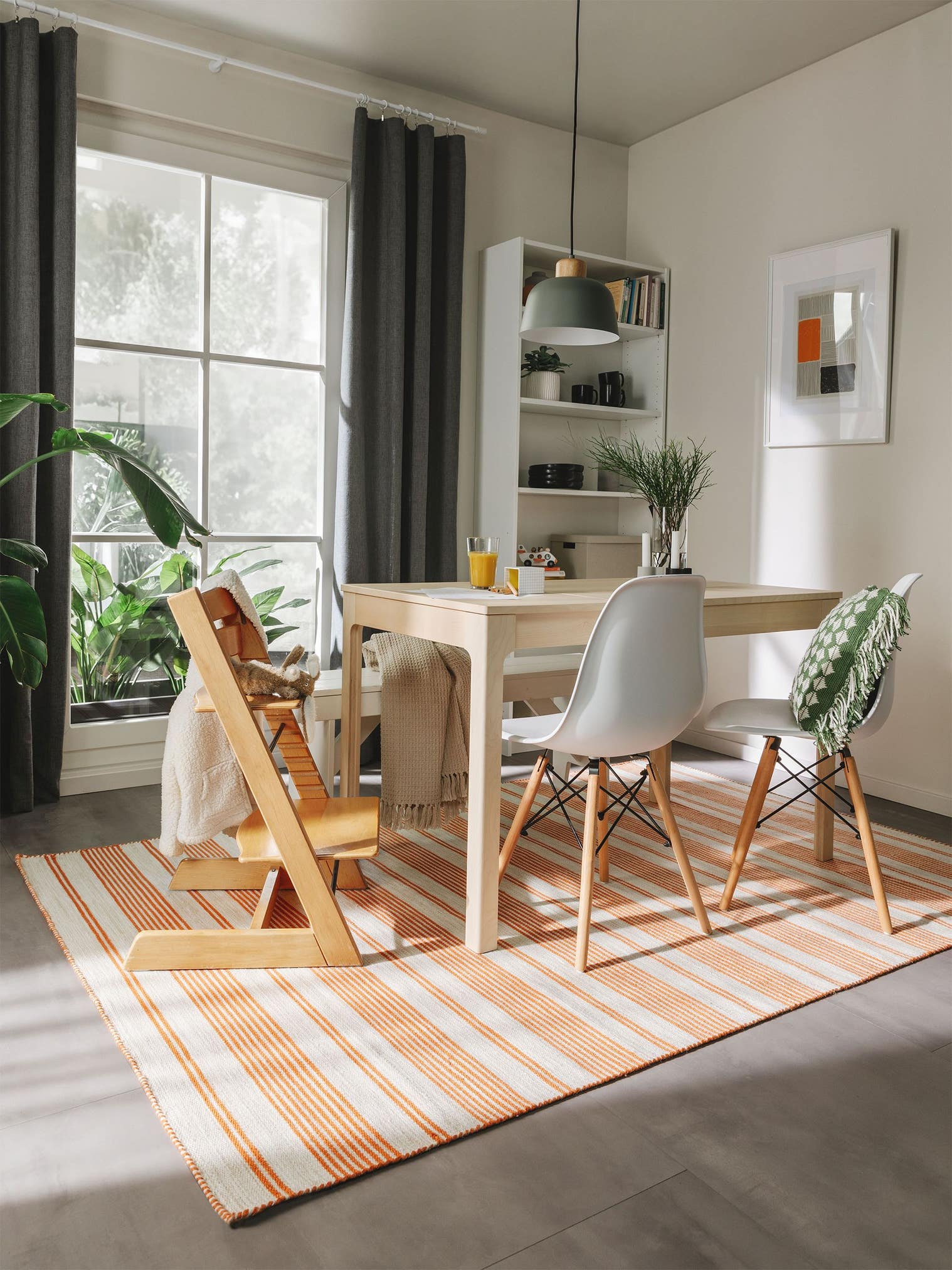 Tappeto di 100% poliestere (riciclaggio PET) in Arancio con pelo alto 1- 5 mm da benuta Nest
