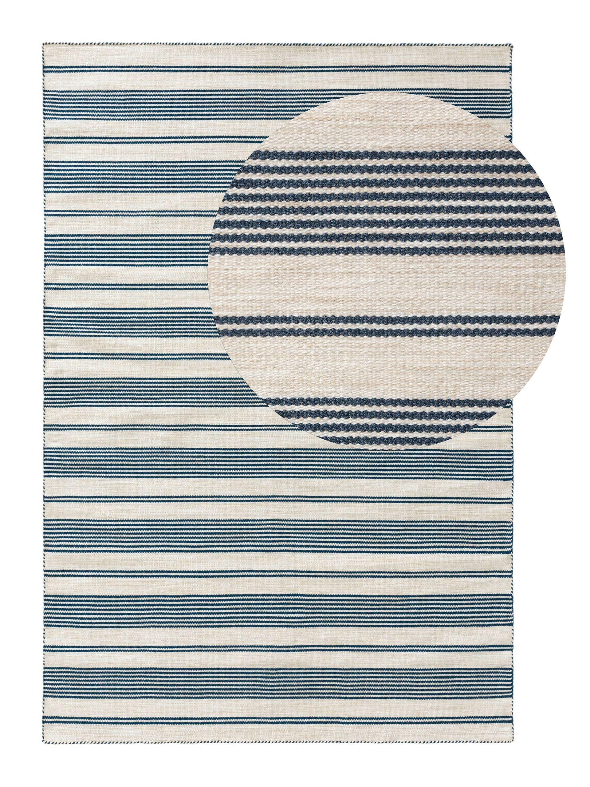 Matta av 100% Polyester (30% återvunnen) i Blå med 1- 5 mm hög lugg från benuta Nest
