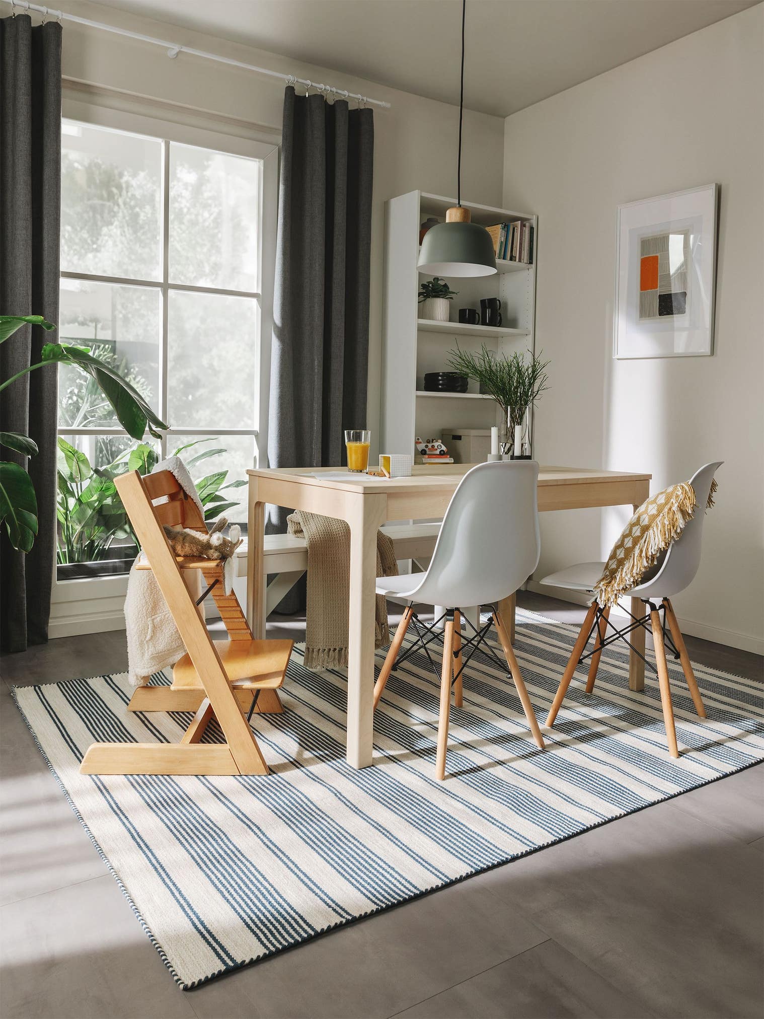 Teppe av 100% Polyester (30% Resirkulert) i Blå med opptil 5 mm høy lugg fra benuta Nest