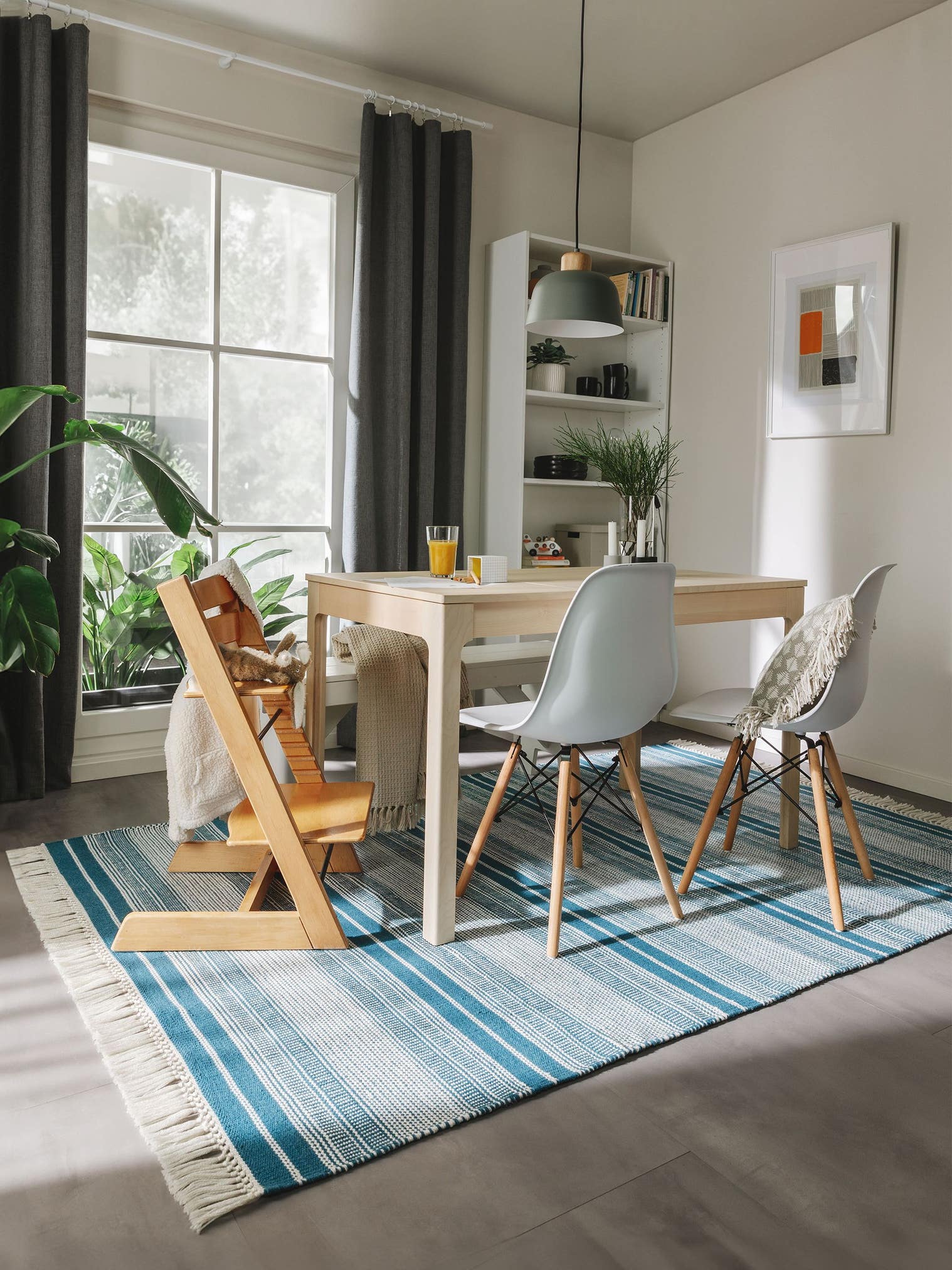 Rug made of 100% Polyester (recycled PET) in Turquoise with a 1- 5 mm high pile by benuta Nest