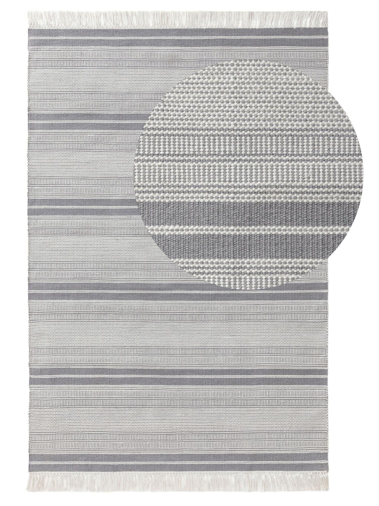 Rug made of 100% Polyester (recycled PET) in Grey with a 1- 5 mm high pile by benuta Nest