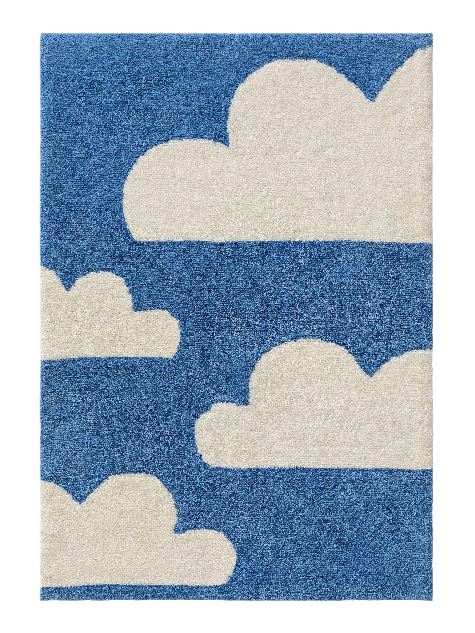 Teppich aus 100% Wolle (aus Neuseeland) in Blau mit 6 bis 10 mm hohem Flor von Lytte