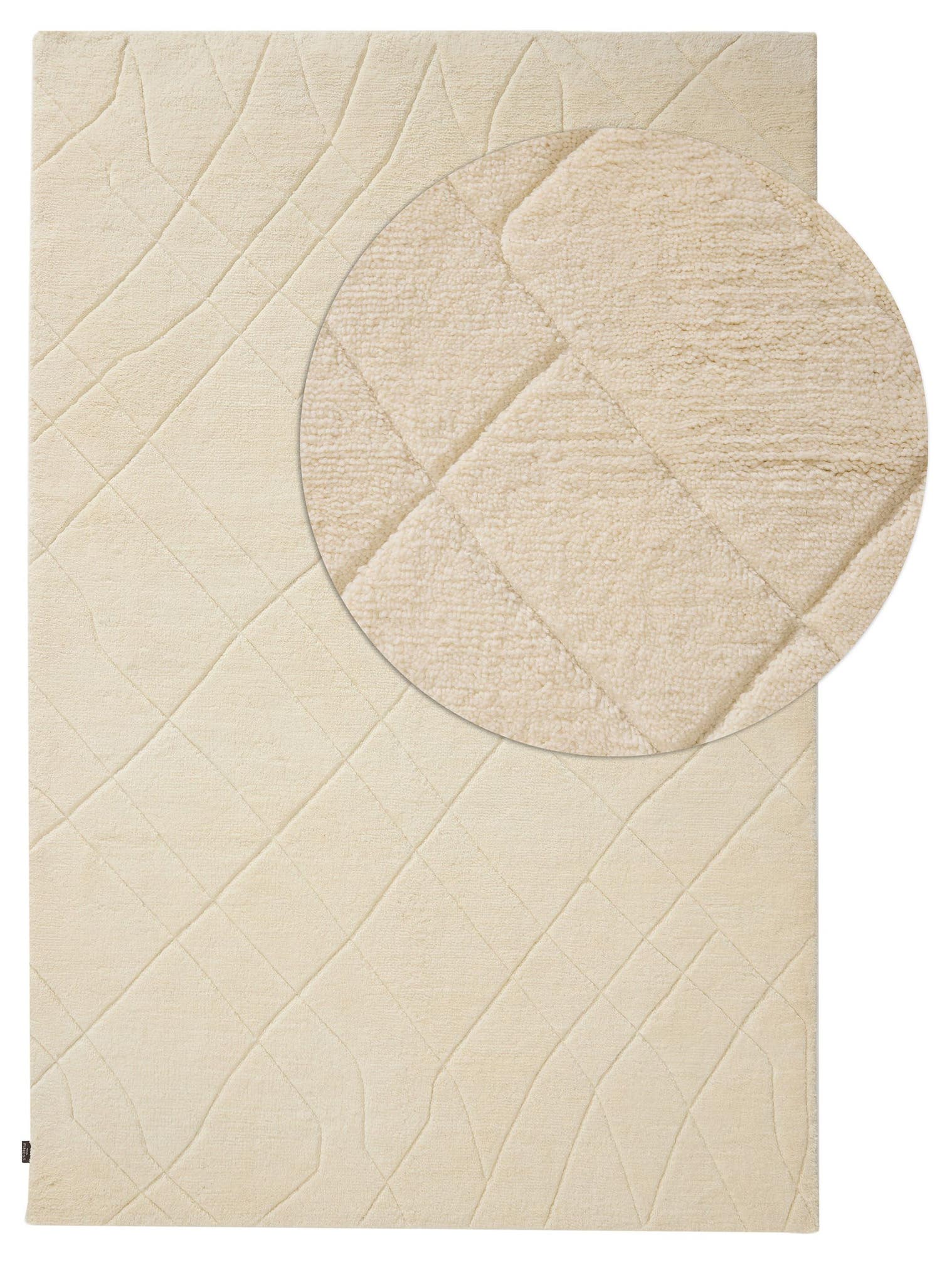Tapijt van 100% Wol in Beige met een 21 - 30 mm hoge pool van benuta Finest