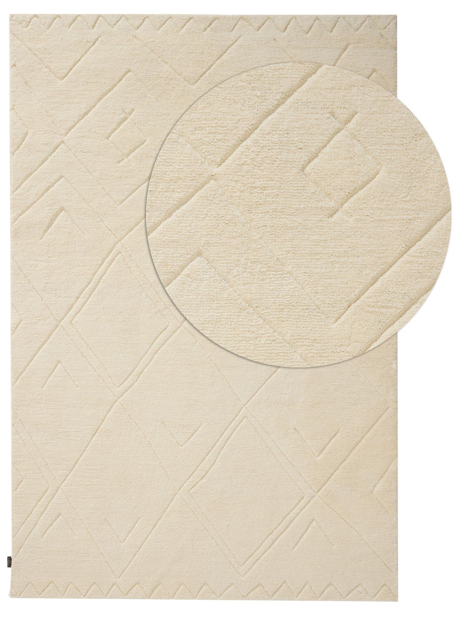 Teppich aus 100% Uld in Beige mit 21 - 30 mm hohem Flor von benuta Finest