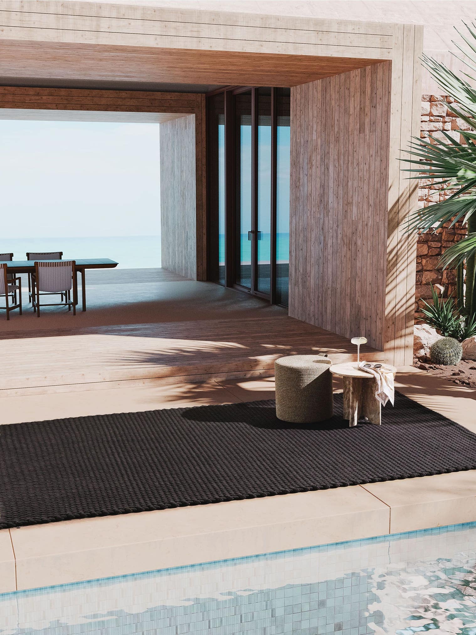 Rug made of 100% Polyester (recycled PET) in Black with a 6 - 10 mm high pile by benuta Finest