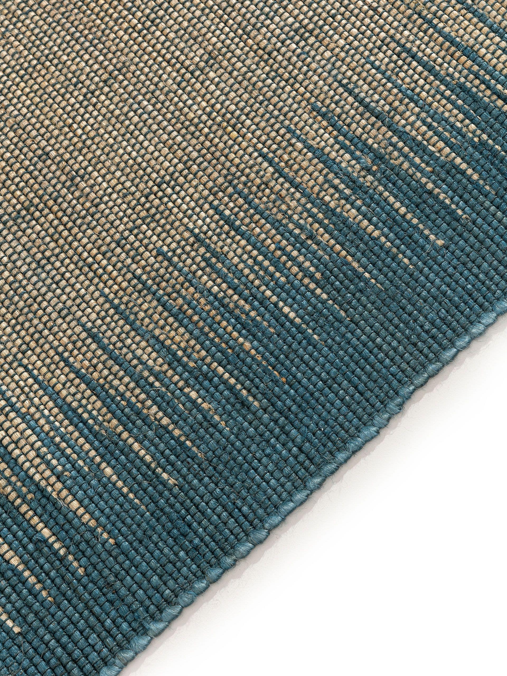 Rug made of 79% jute, 21% cotton in Blue with a 1- 5 mm high pile by benuta Pure