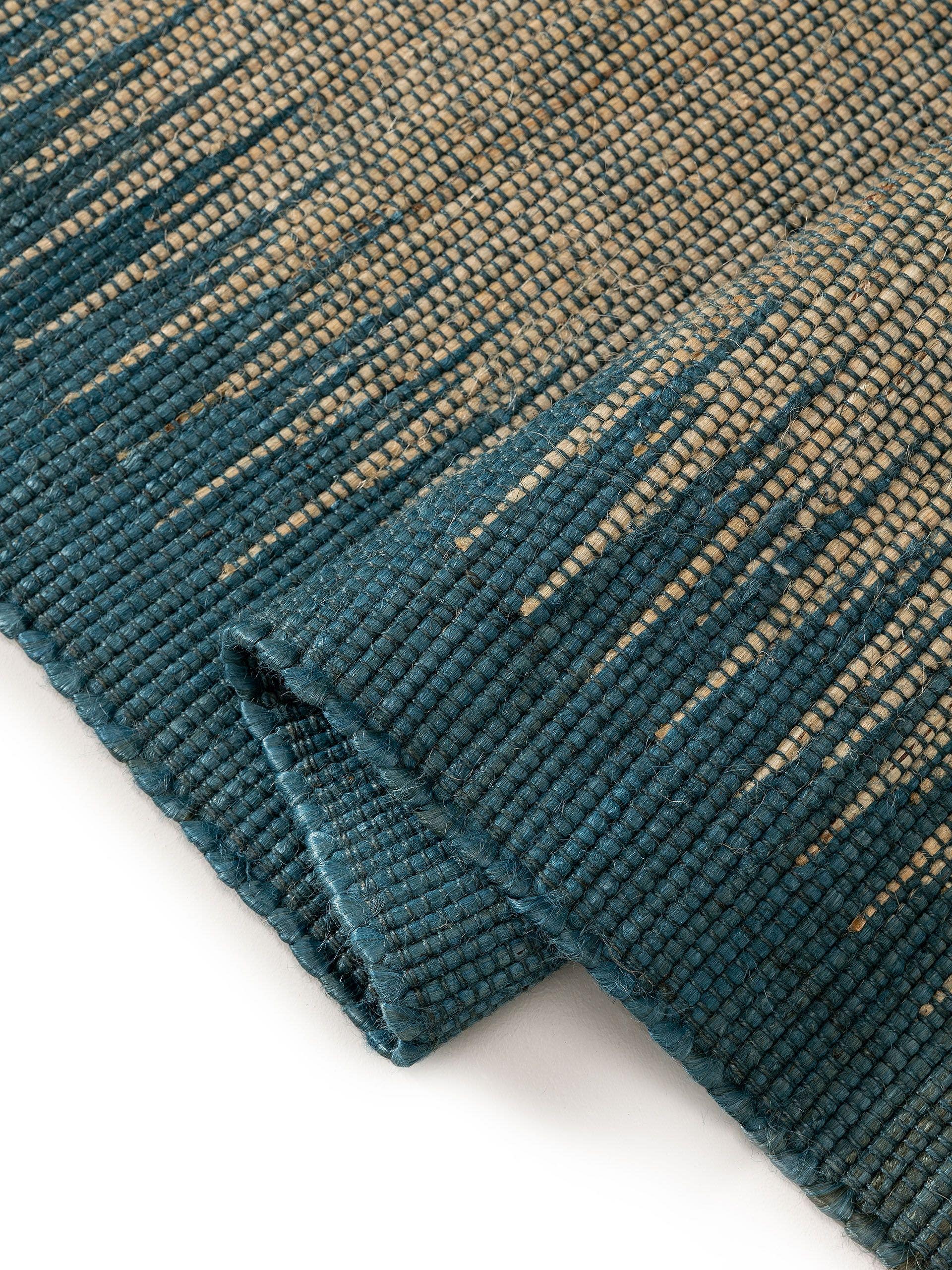 Rug made of 79% jute, 21% cotton in Blue with a 1- 5 mm high pile by benuta Pure
