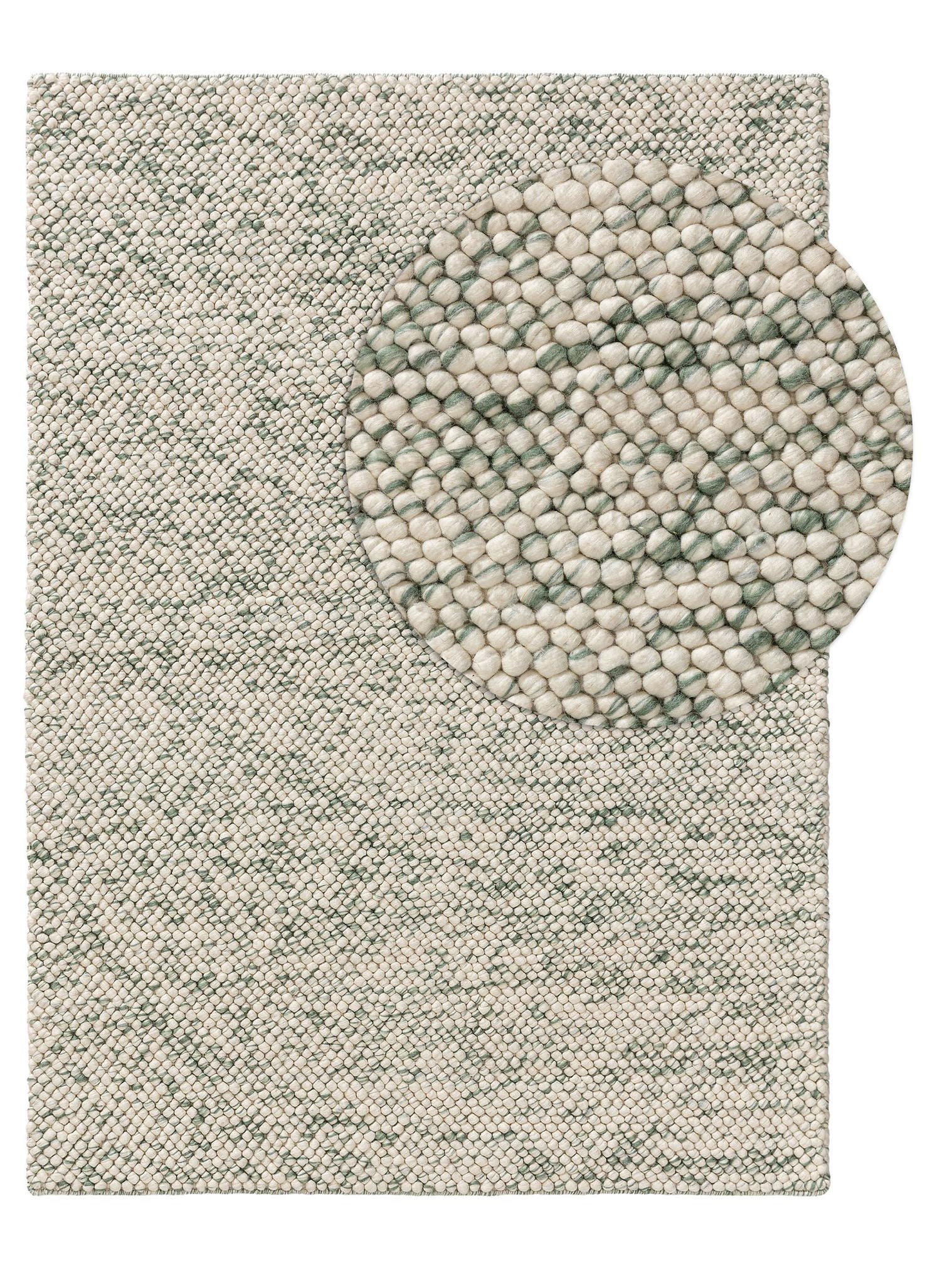 Rug made of 70% Wool, 30% Polyester in Green with a 11 - 20 mm high pile by Lytte