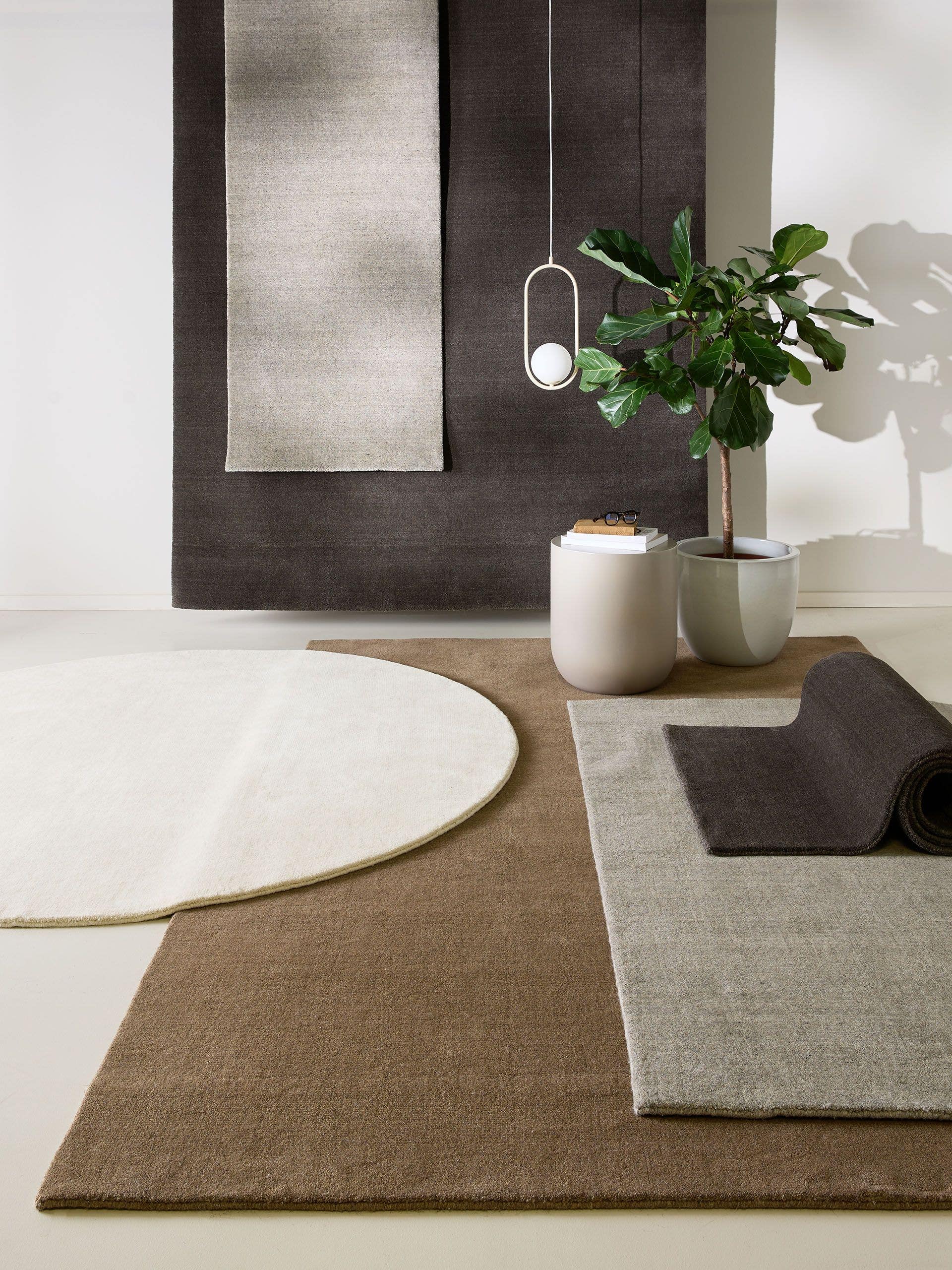 Matta av 100% Ull i Beige med 11 - 20 mm hög lugg från benuta Pure