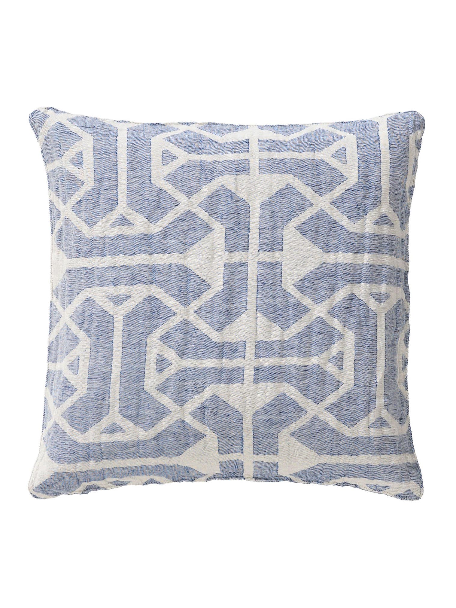 Kissenbezug aus Leinen-Mix Sabine Blau im Design Geometrisch aus 60% Baumwolle, 40% Leinen von benuta Pure