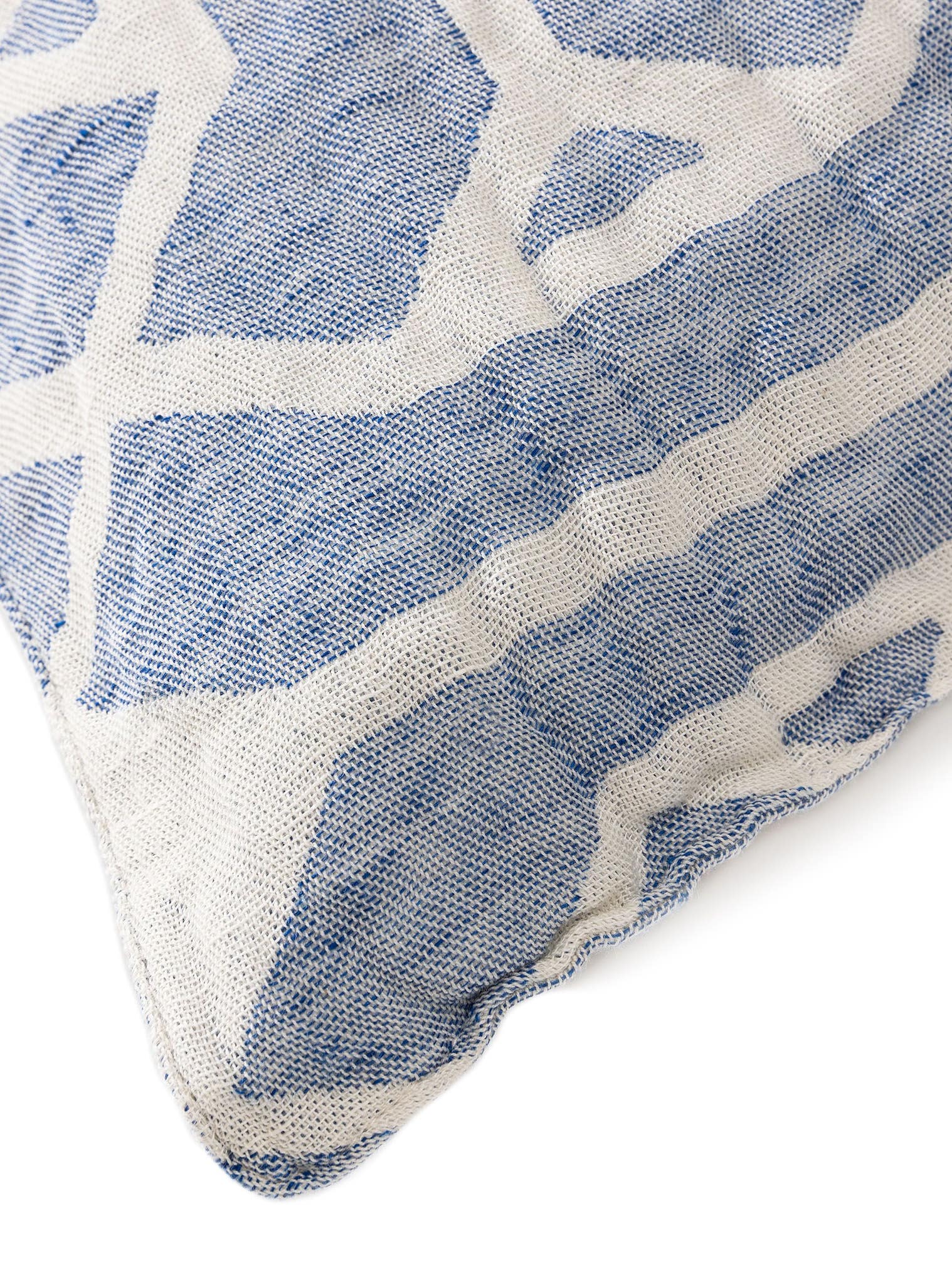 Kissenbezug aus Leinen-Mix Sabine Blau im Design Geometrisch aus 60% Baumwolle, 40% Leinen von benuta Pure