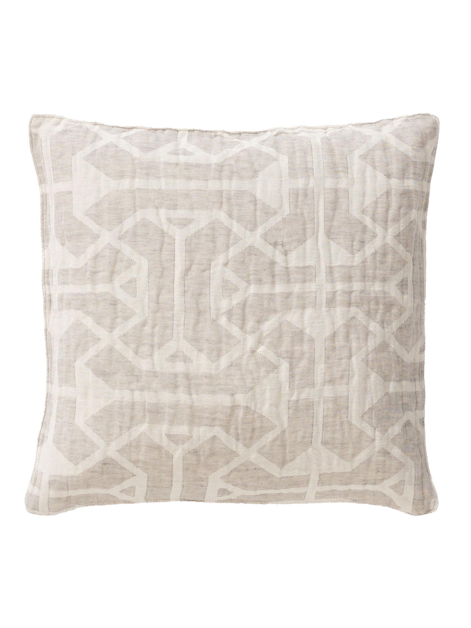 Kissenbezug aus Leinen-Mix Sabine Cream im Design Geometrisch aus 60% Baumwolle, 40% Leinen von benuta Pure