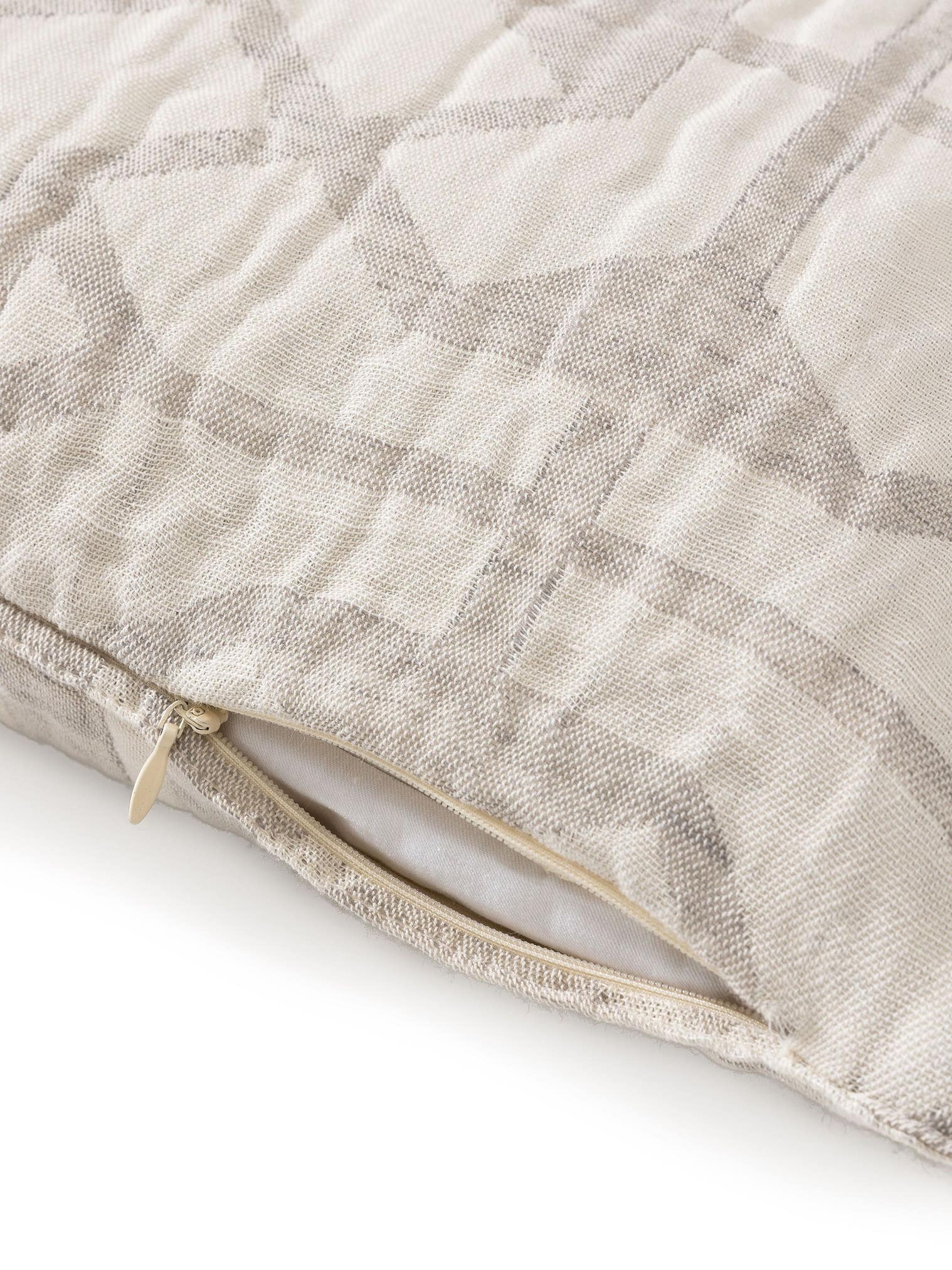 Kissenbezug aus Leinen-Mix Sabine Cream im Design Geometrisch aus 60% Baumwolle, 40% Leinen von benuta Pure
