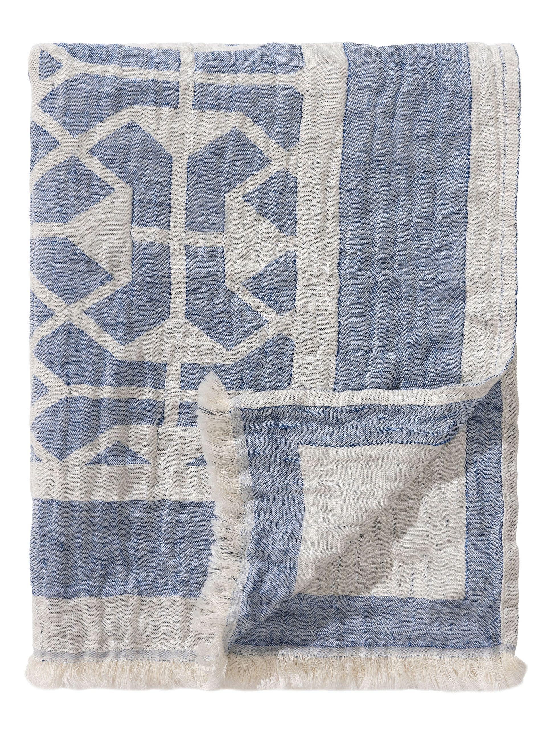 Decke aus Leinen-Mix Sabine Blau von 