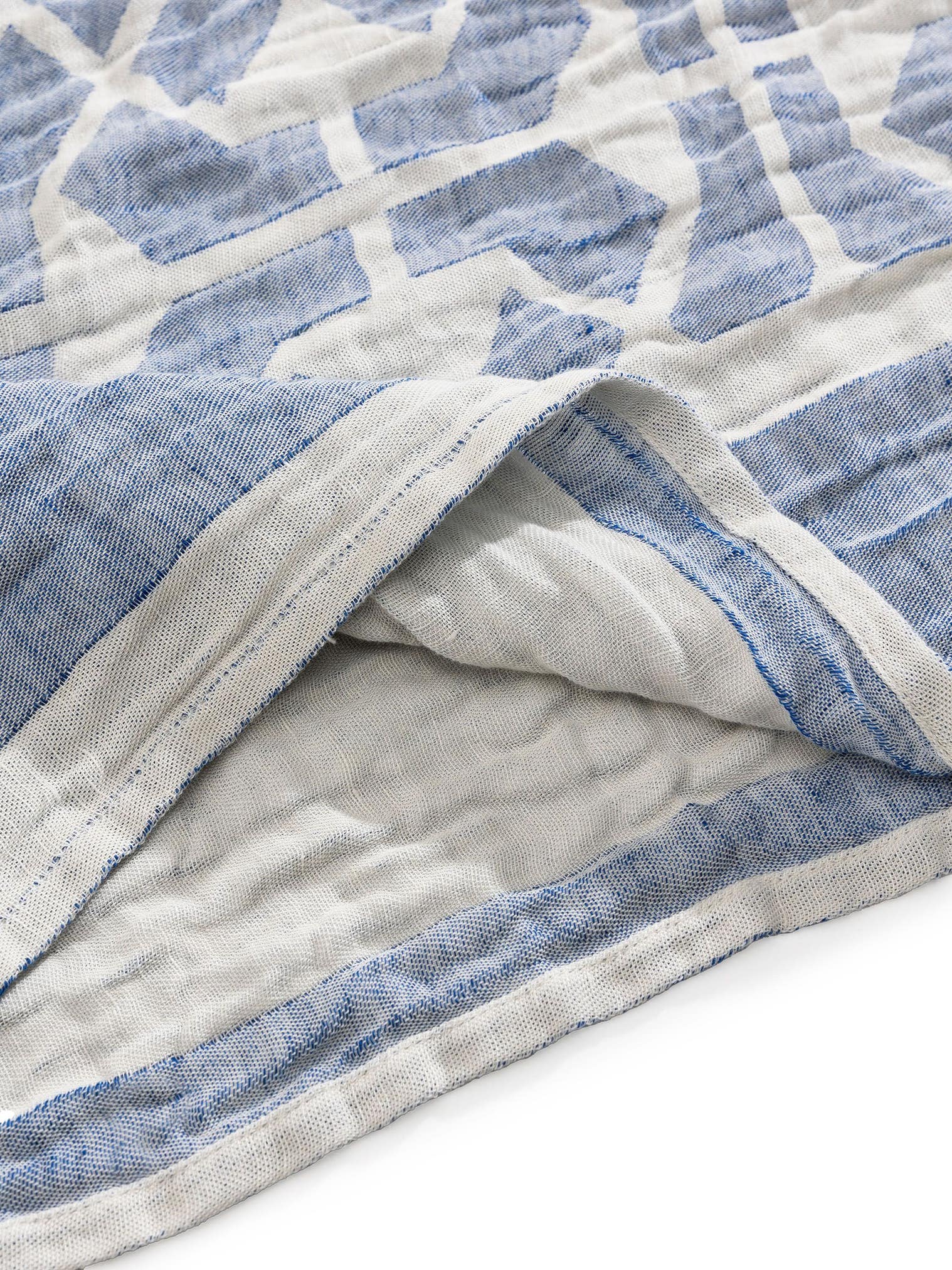 Strop ze směsi lnu Sabine Modrá com design Geometrické em 60% bavlna, 40% len da benuta Pure