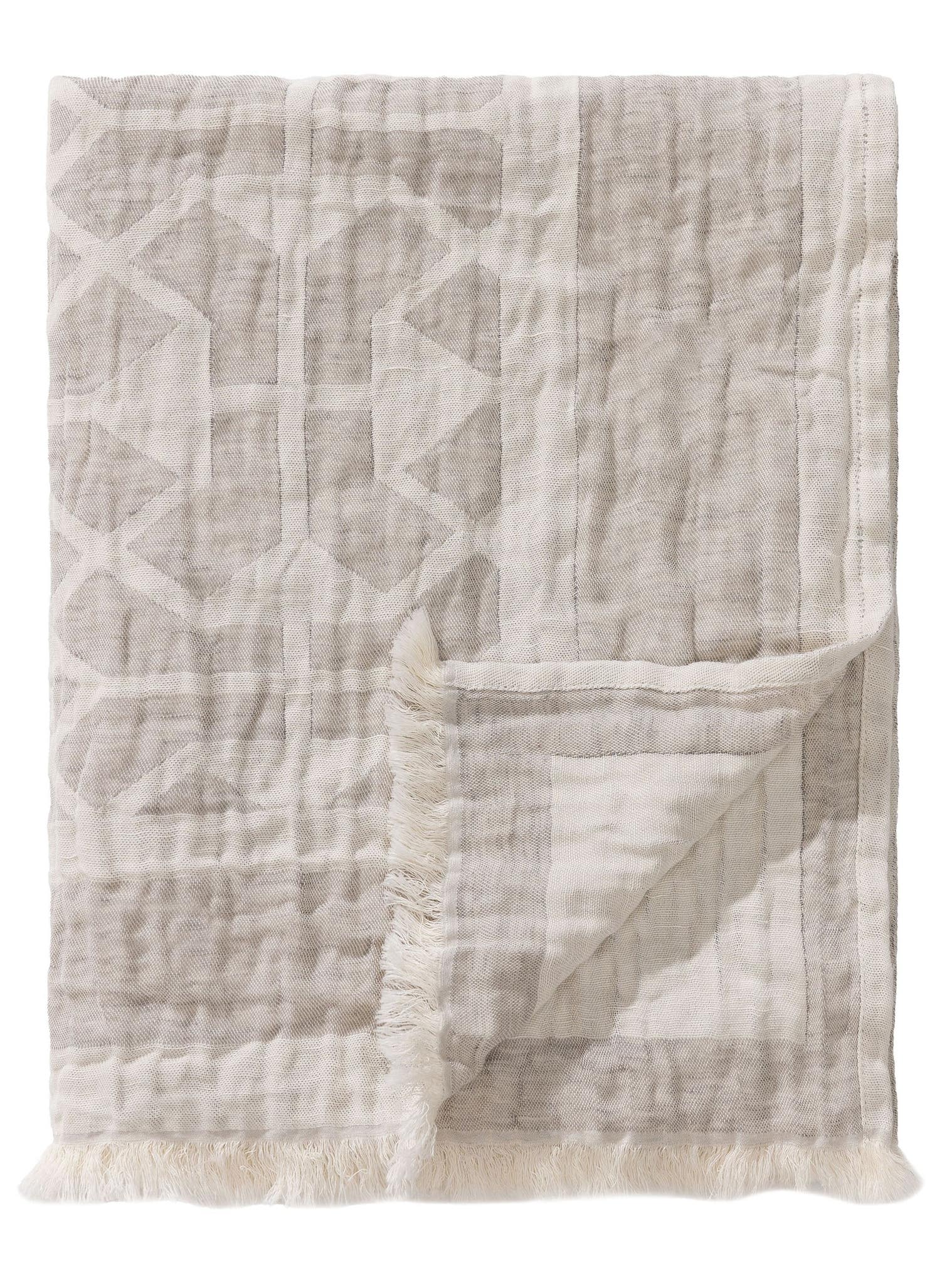 Strop ze směsi lnu Sabine Krémová/béžová com design Geometrické em 60% bavlna, 40% len da benuta Pure