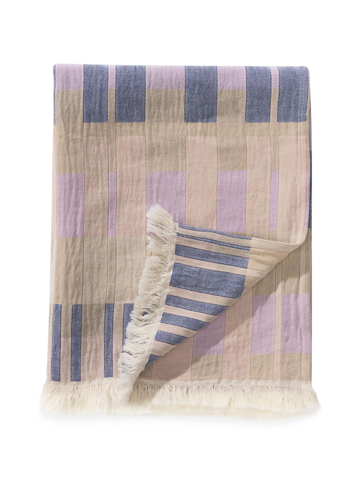 Plaid en coton Nico Multicouleur/Mauve en motif Géométrique en 100% Coton de benuta Pop