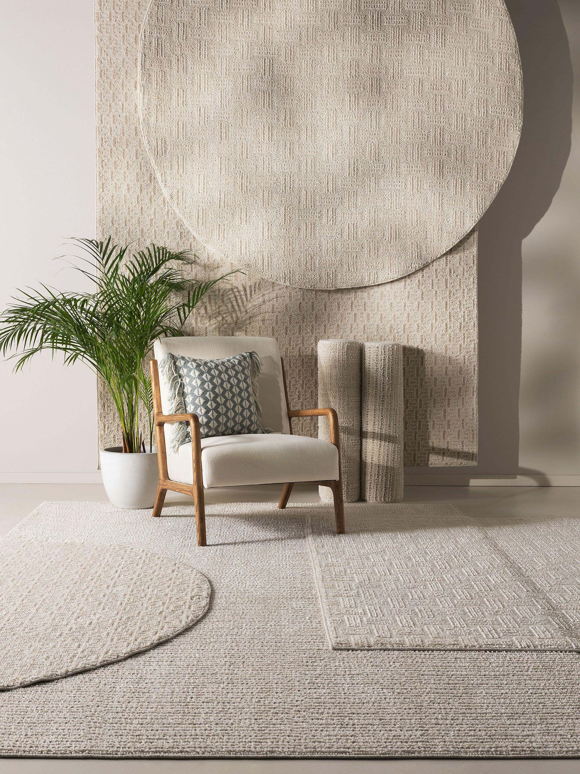 Matta av 100% Polyester i Vit med 11 - 20 mm hög lugg från benuta Nest