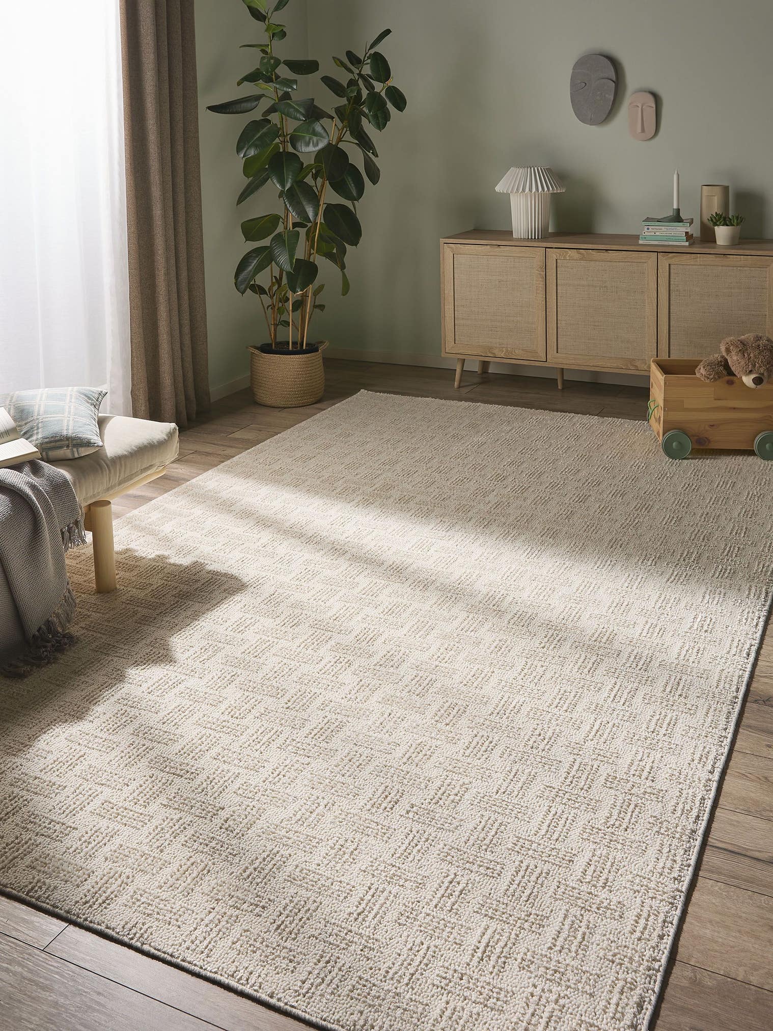 Tappeto di 100% Poliestere in Bianco con pelo alto 11 - 20 mm da benuta Nest